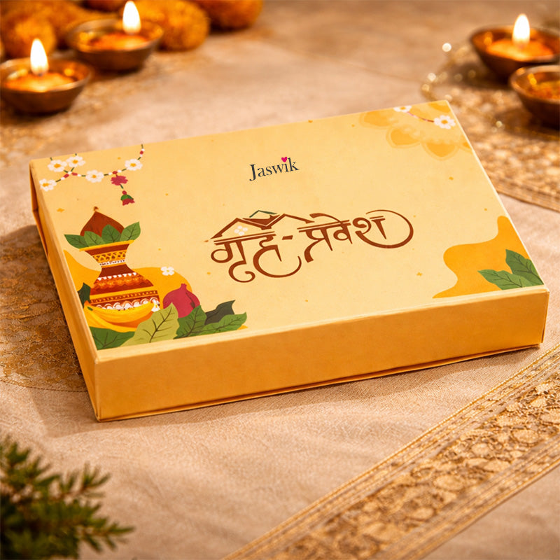 Griha Pravesh Silver coin gift box | Set of 5