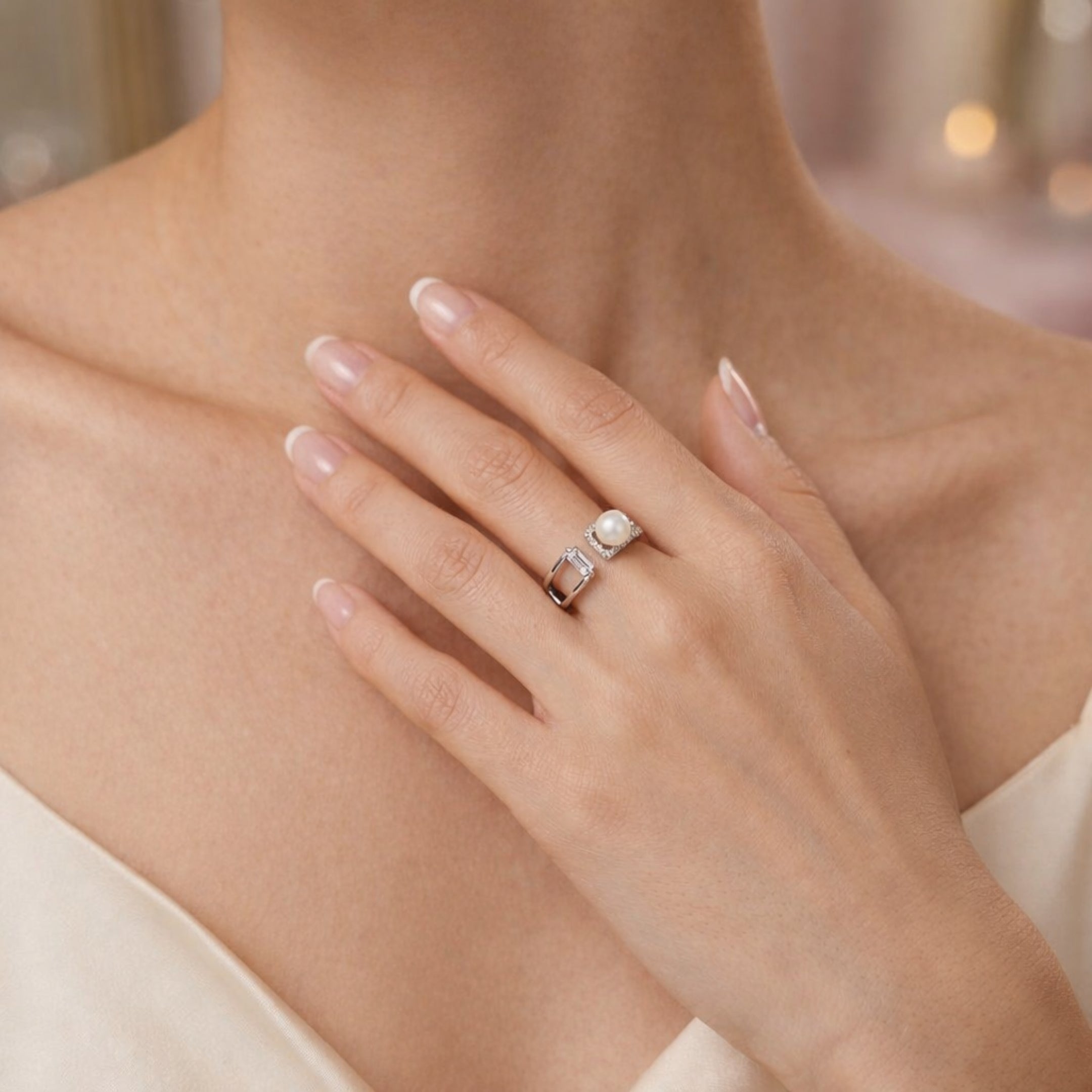 Silver Pearl Split Ring