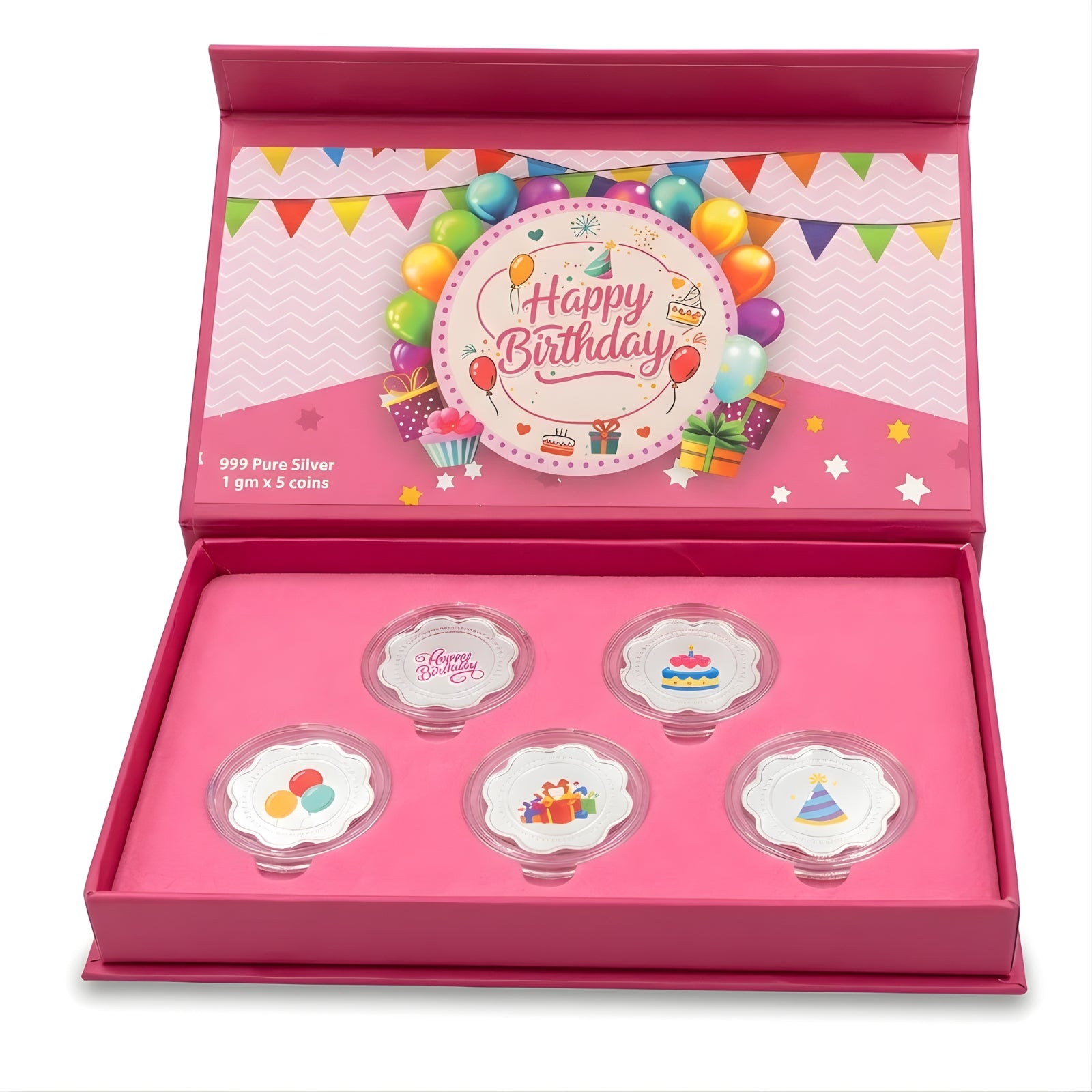 Happy Birthday Silver coin gift box | Set of 5 coins