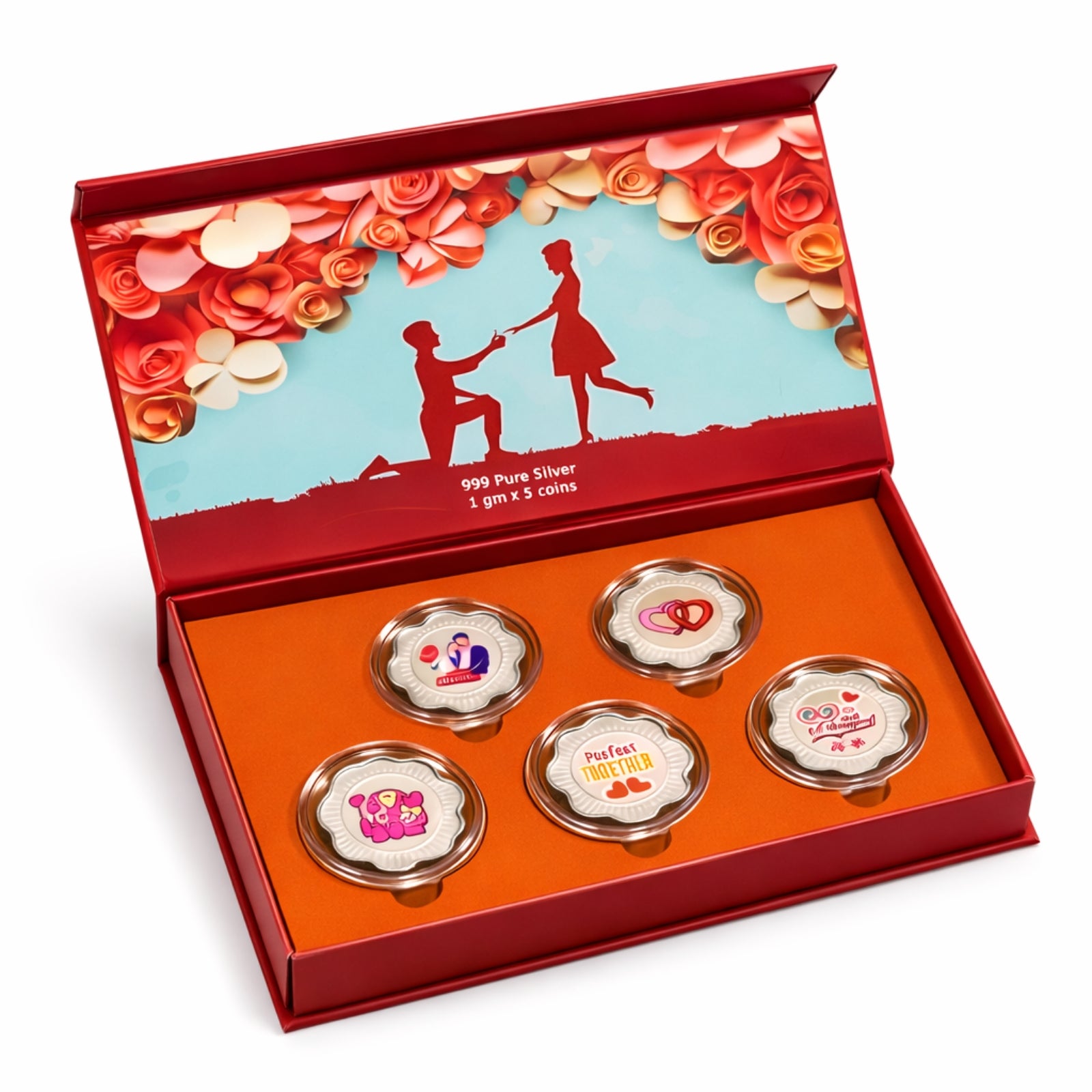 Happy Anniversary Silver coin gift box | Set of 5 coins