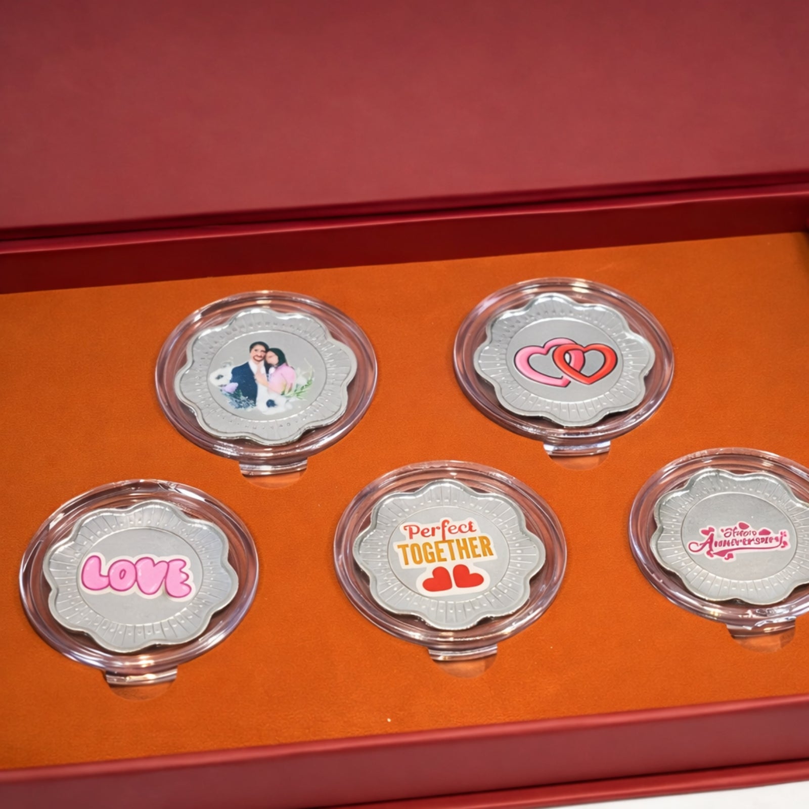 Happy Anniversary Silver coin gift box | Set of 5 coins