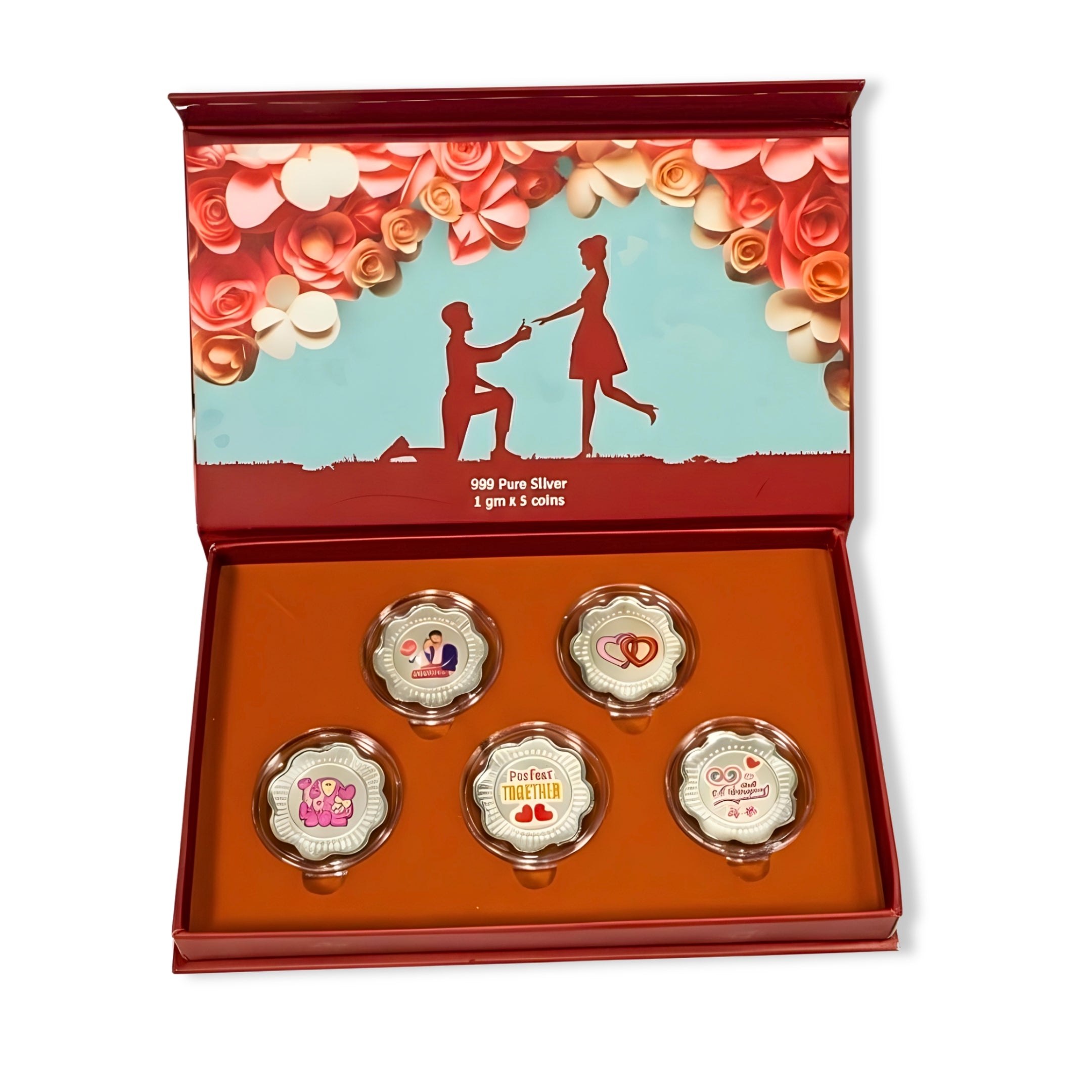 Happy Anniversary Silver coin gift box | Set of 5 coins