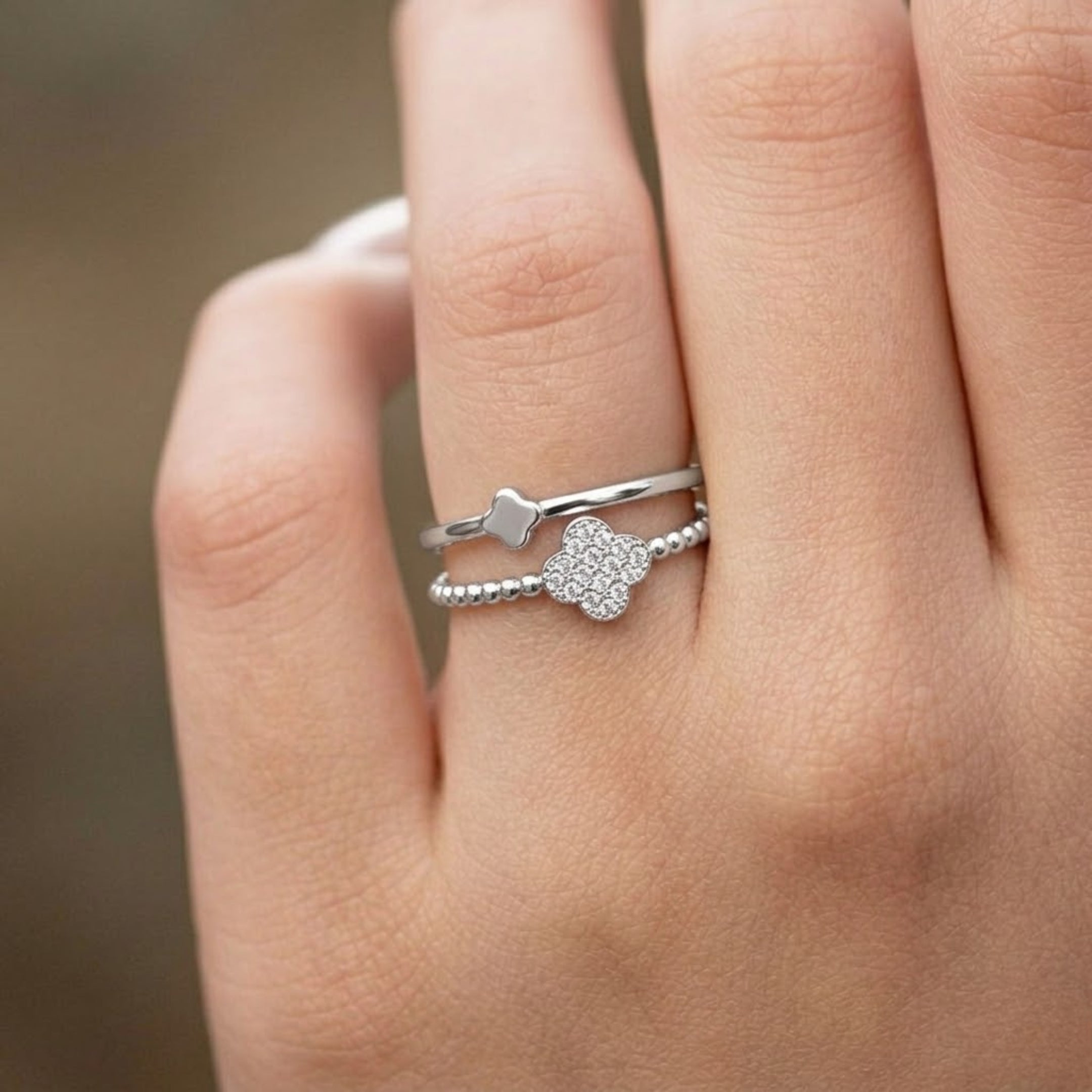 Silver Twofold Luck Ring