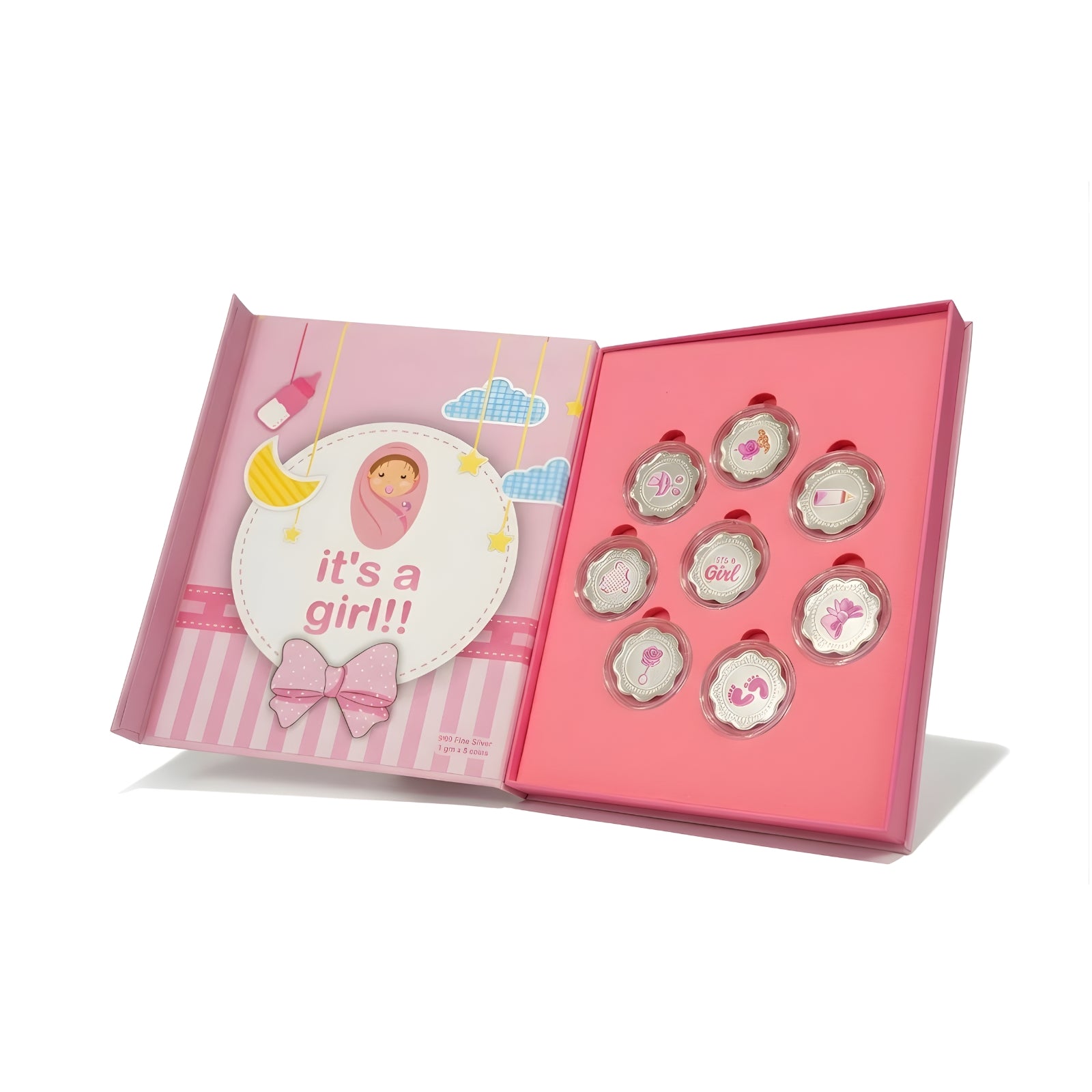 It's a girl Silver coin gift box | Set of 8 coins