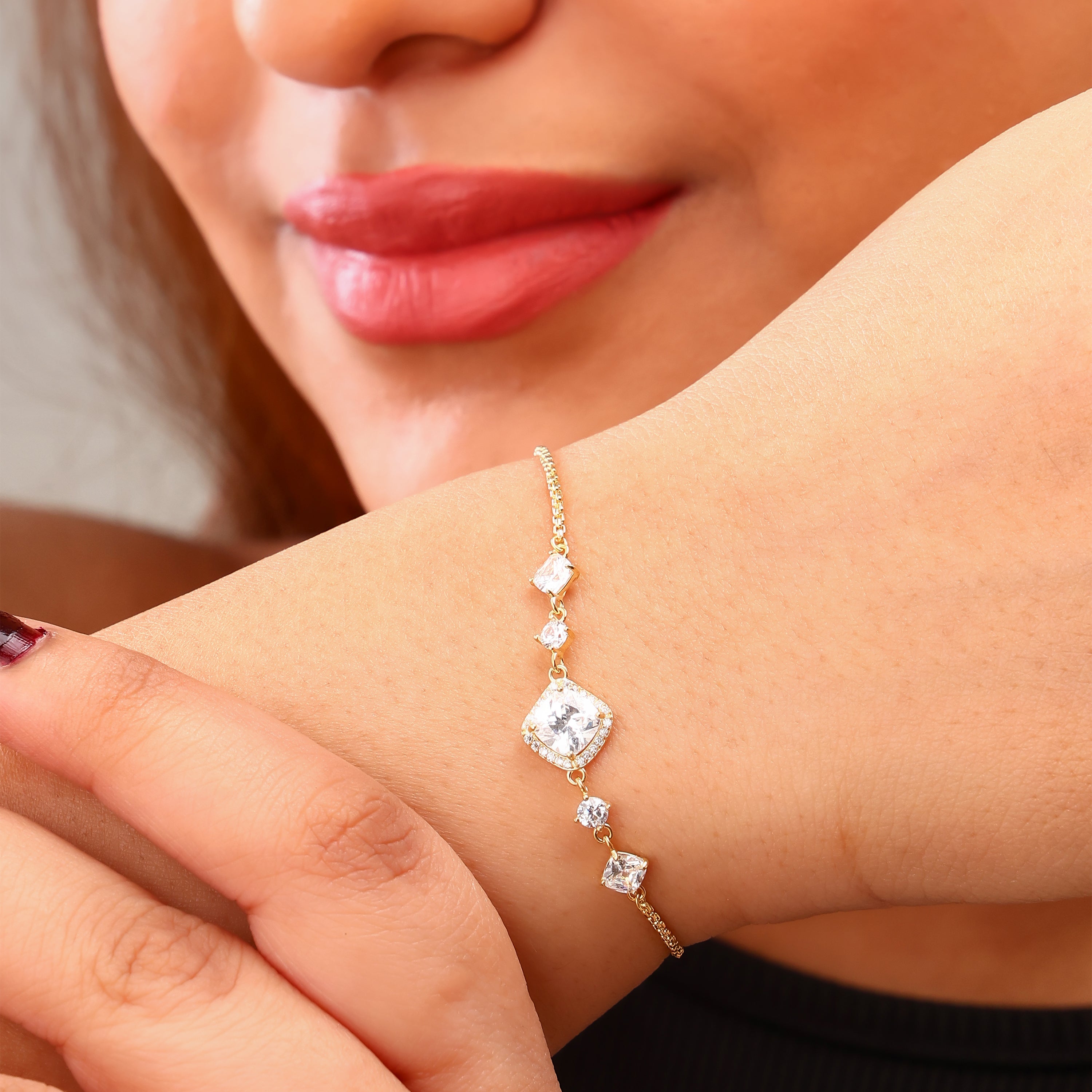 Radiant Gem Adjustable Gold-Plated Silver Bracelet