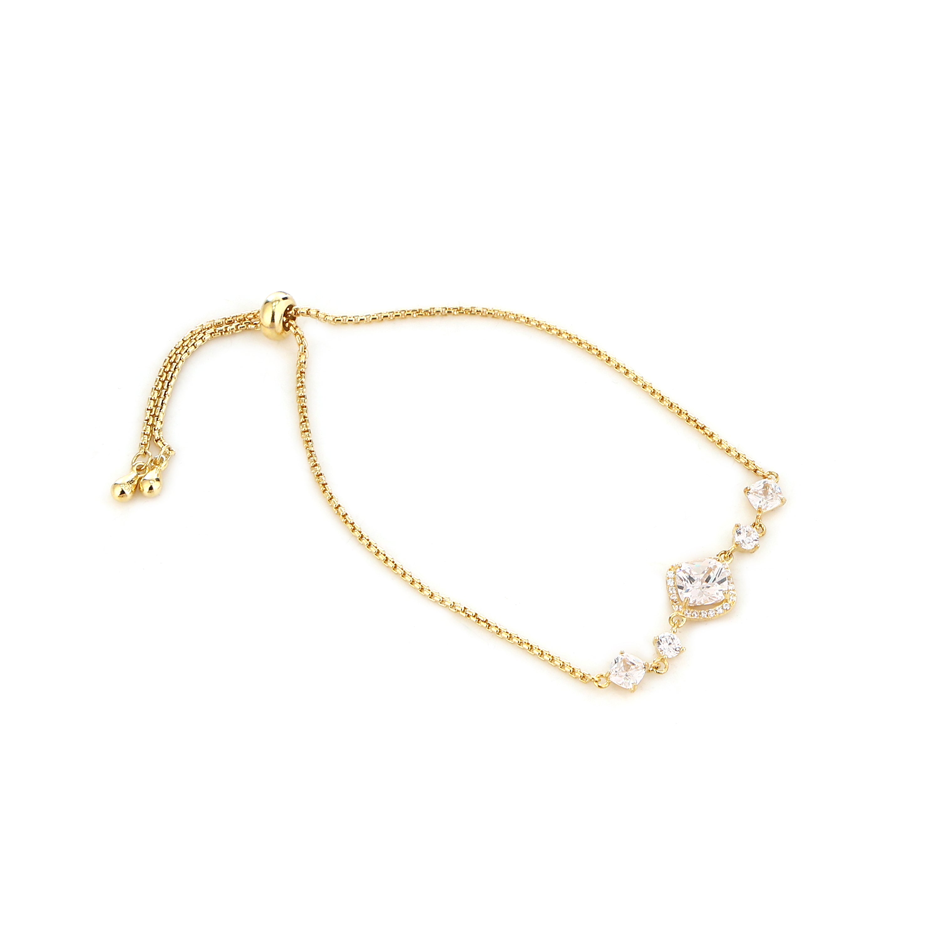 Radiant Gem Adjustable Gold-Plated Silver Bracelet