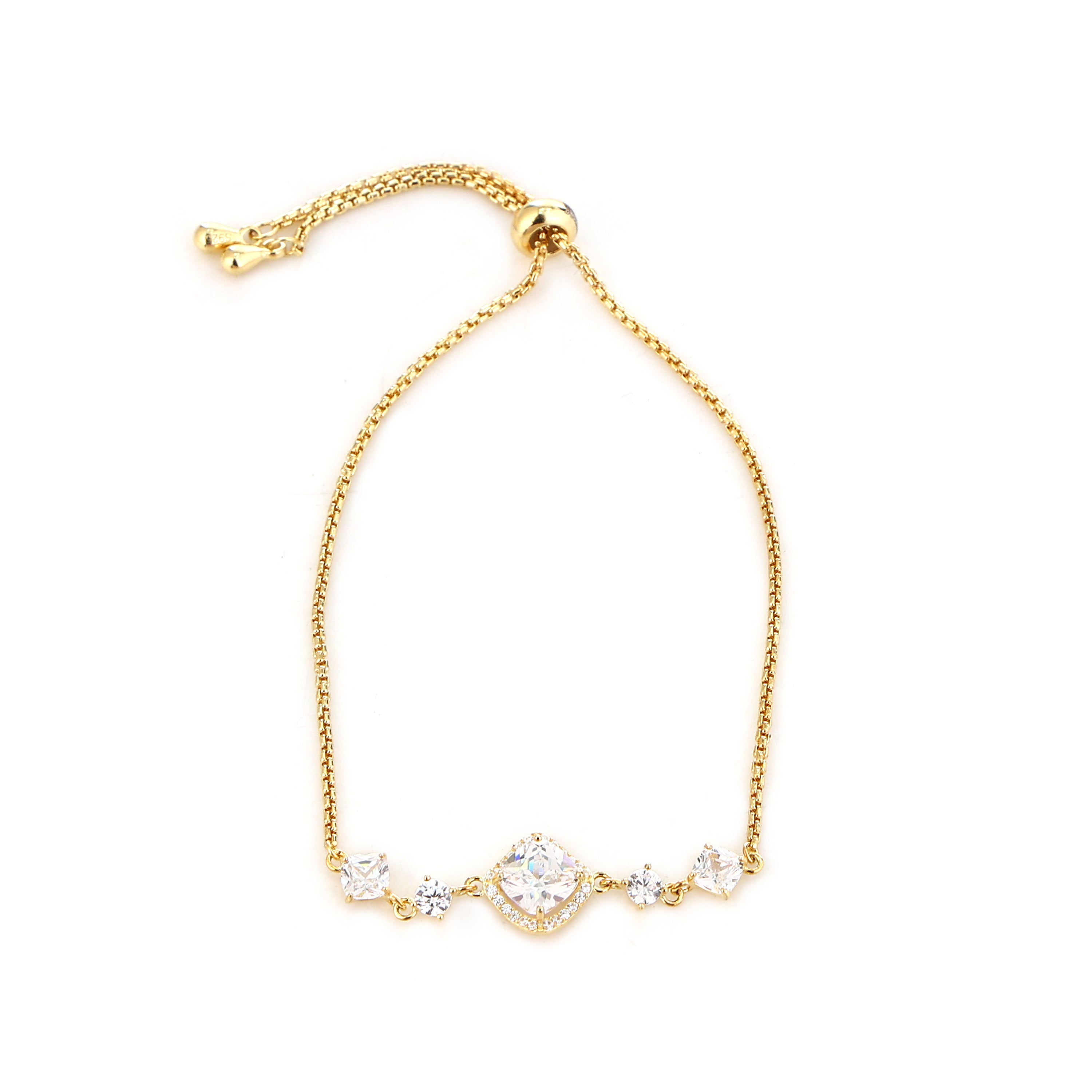 Radiant Gem Adjustable Gold-Plated Silver Bracelet