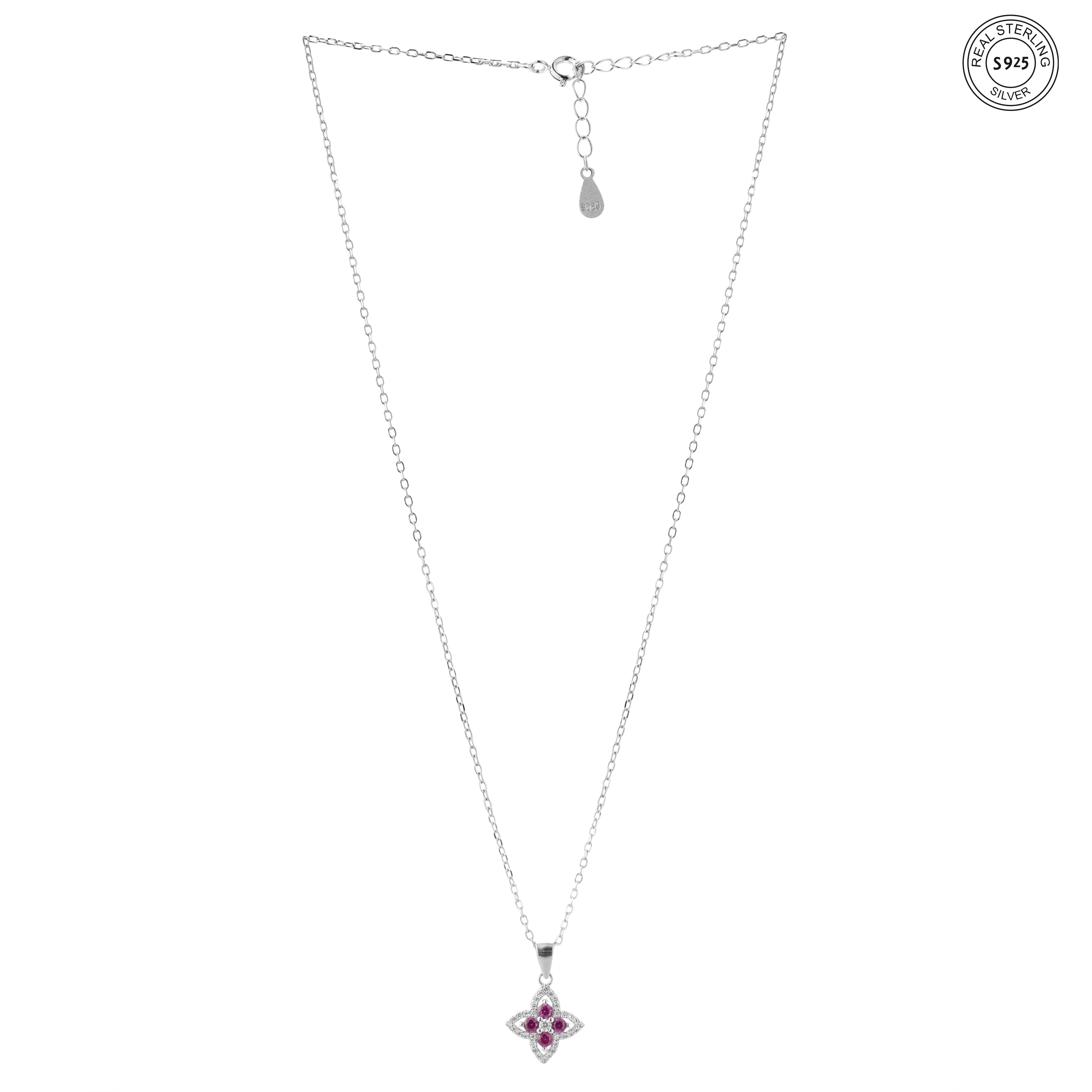 Silver Ruby Bloom Set