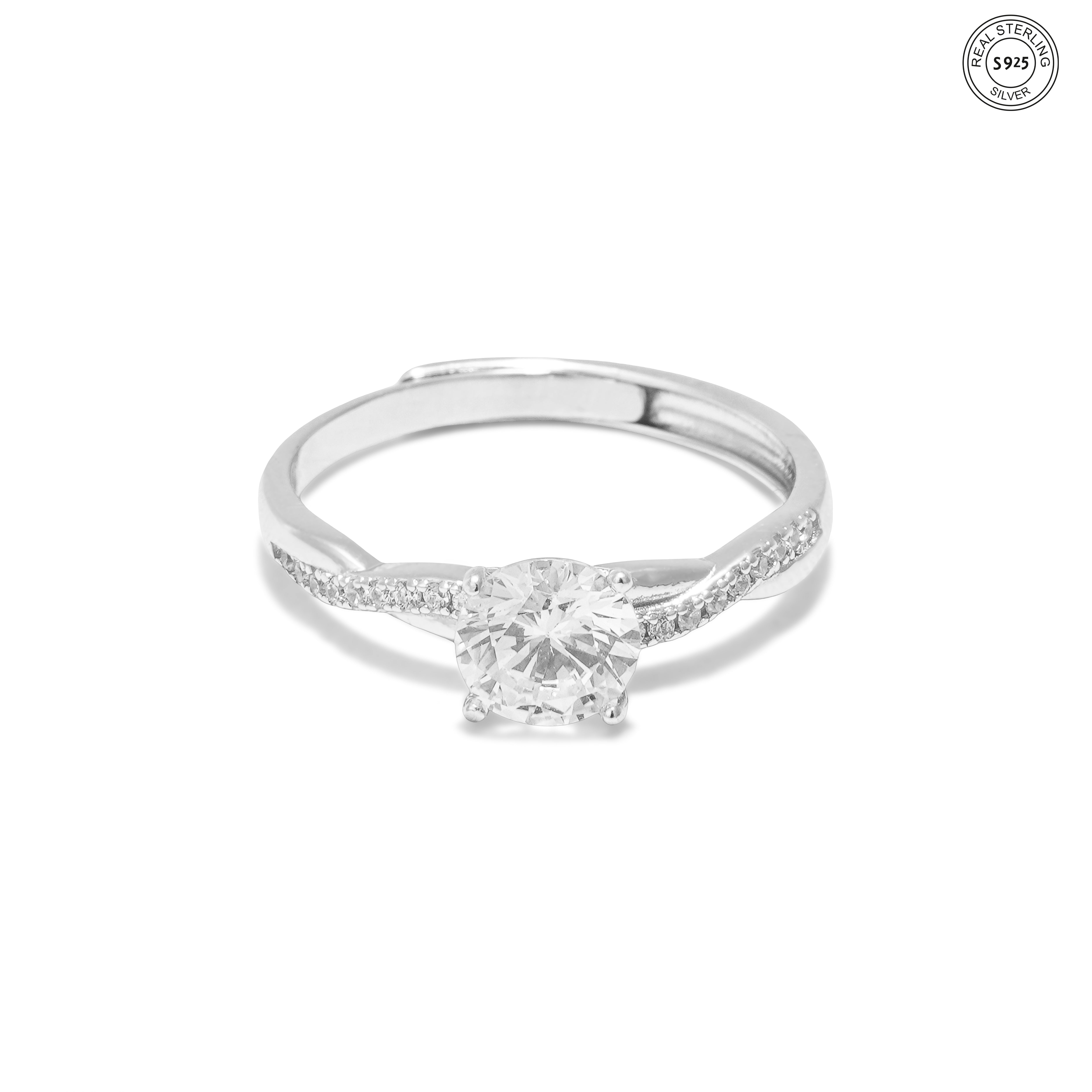 Silver Twist Solitaire Ring