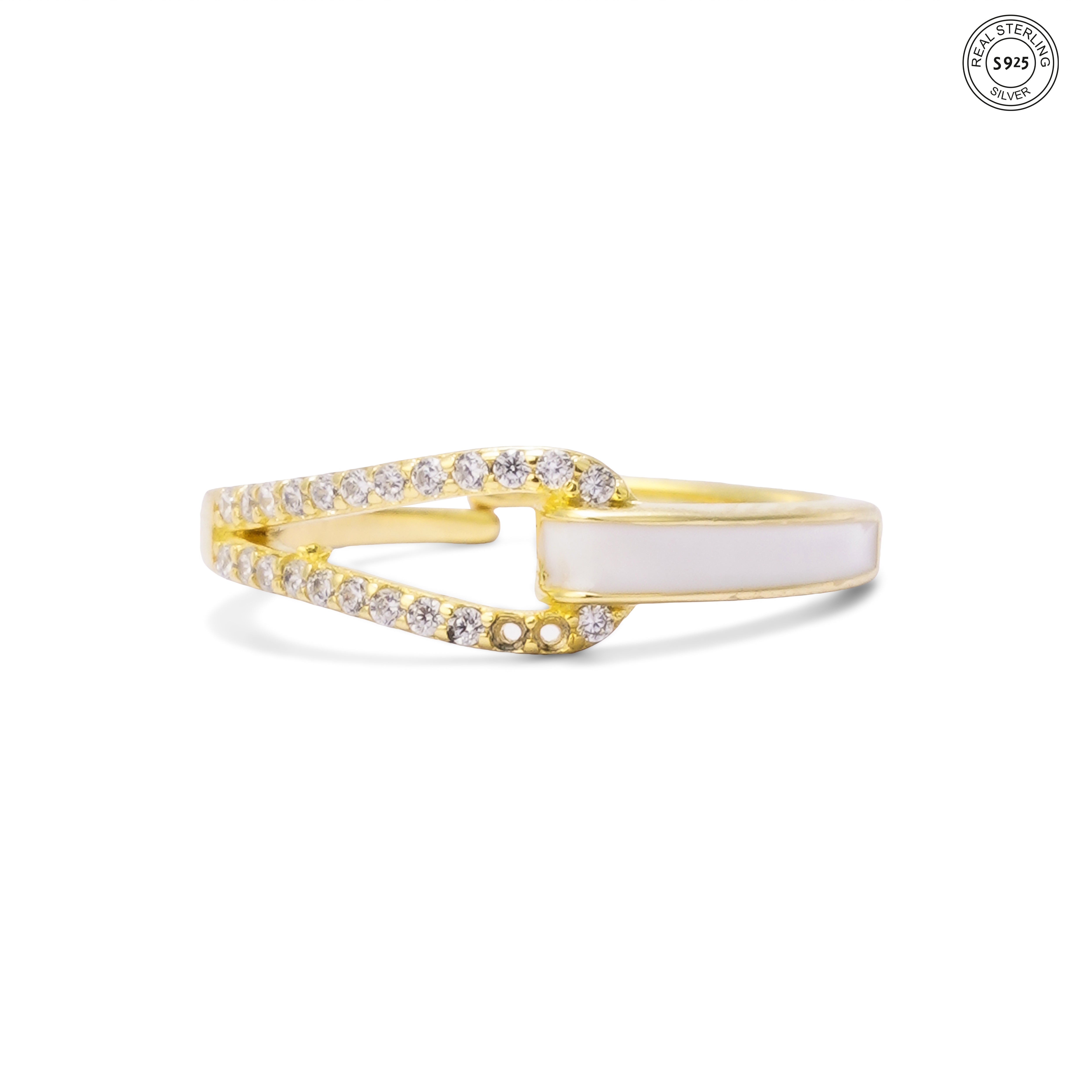 Silver Interlocked Enamel Ring