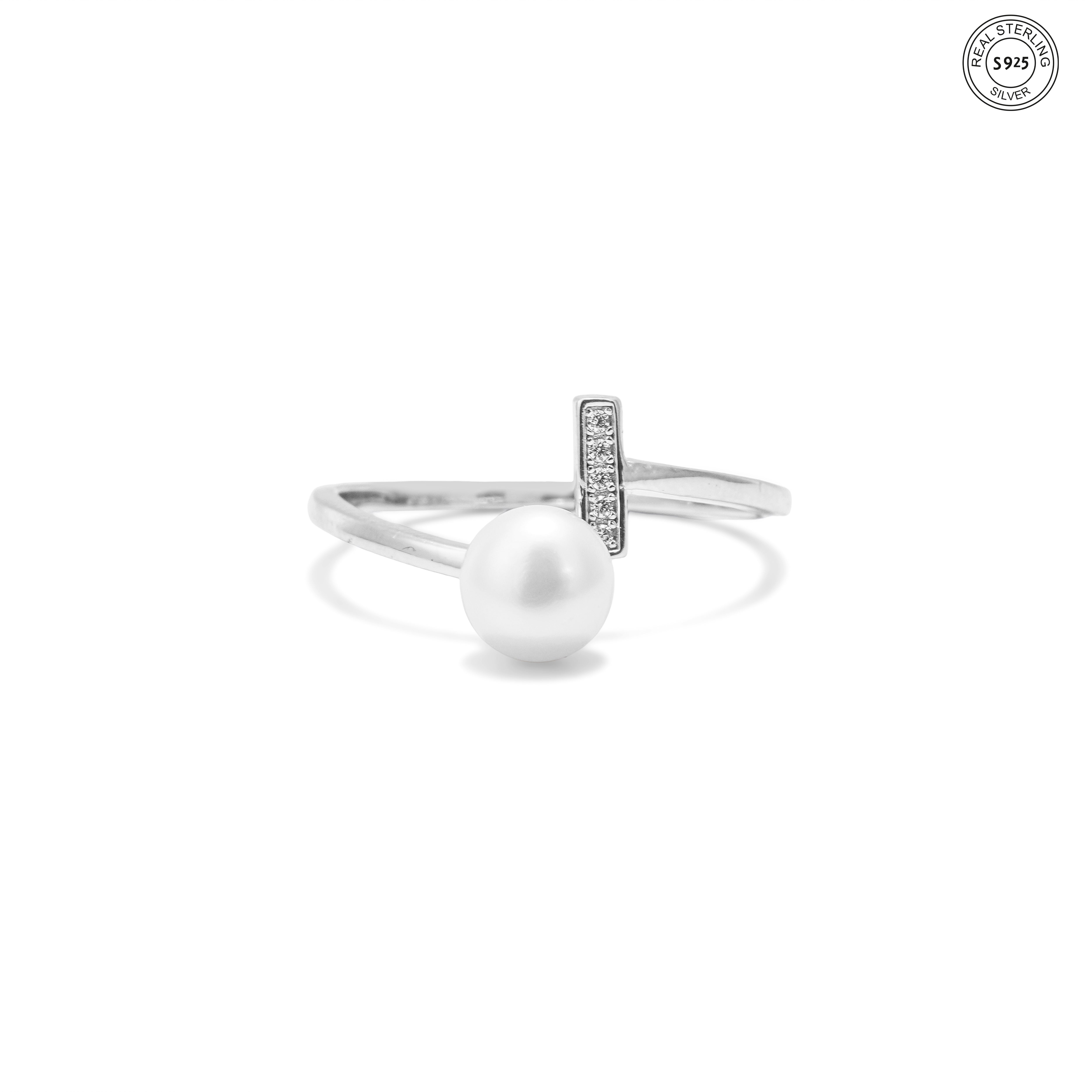 Silver Pearl Bar Split Ring