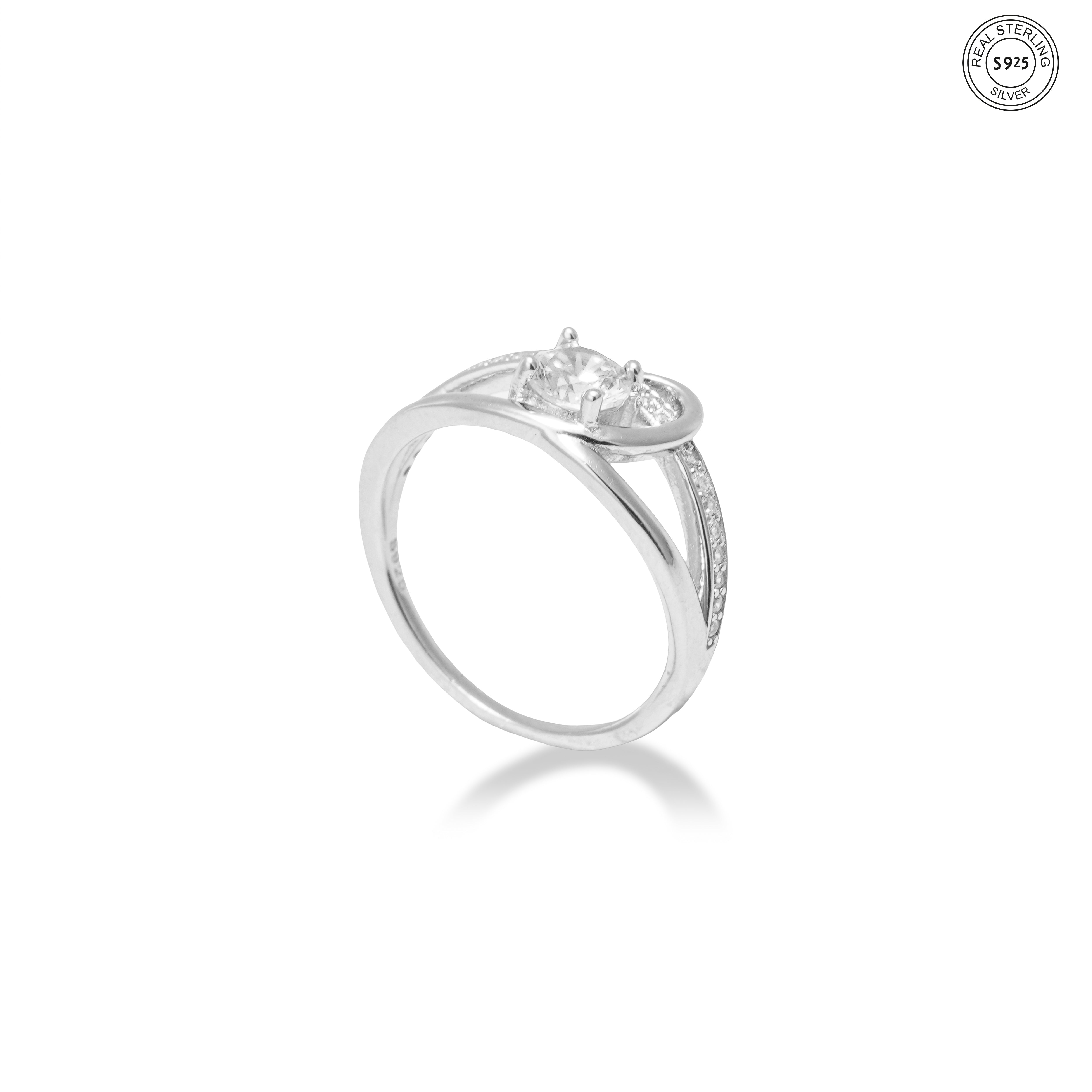 Intertwined Solitaire Silver Ring