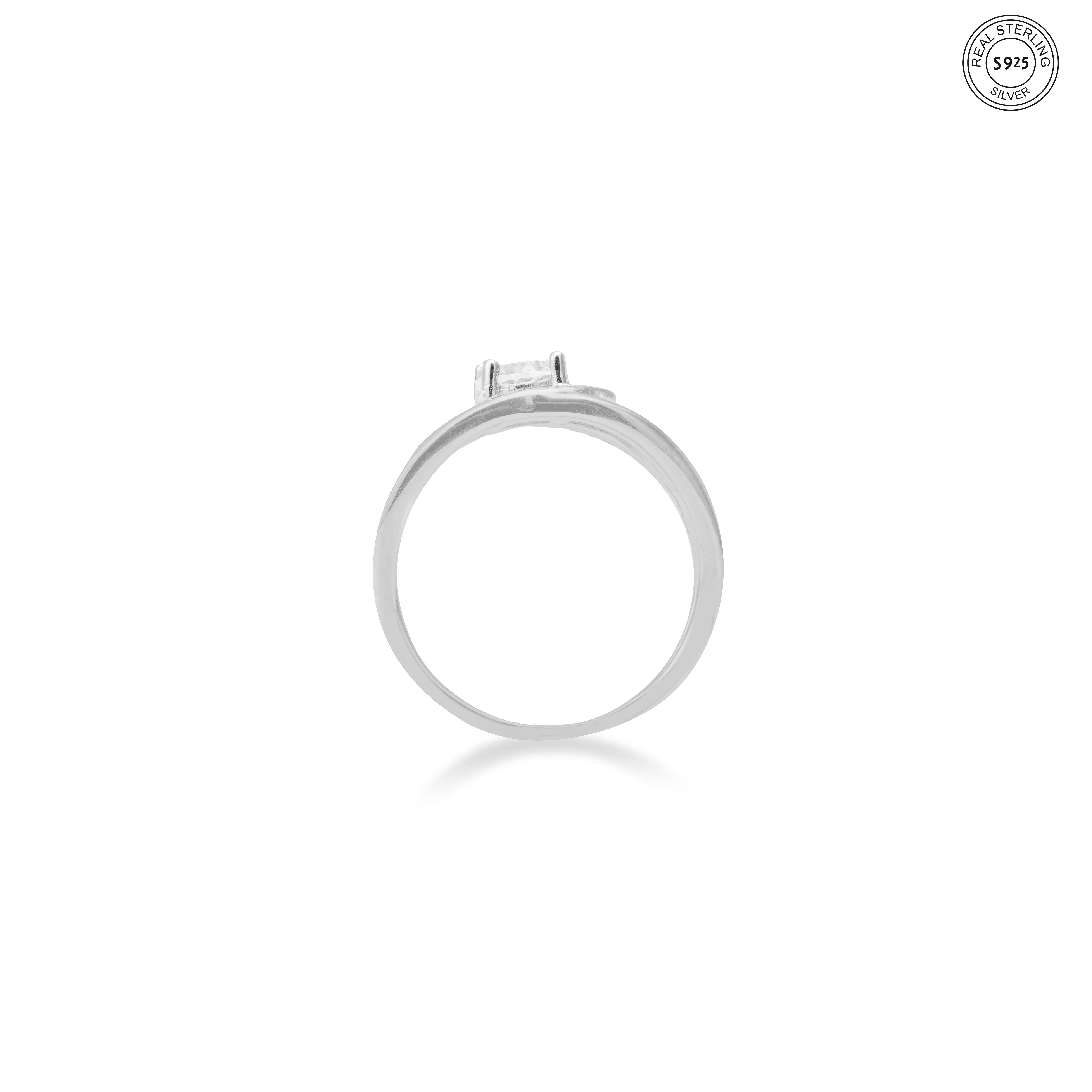 Intertwined Solitaire Silver Ring