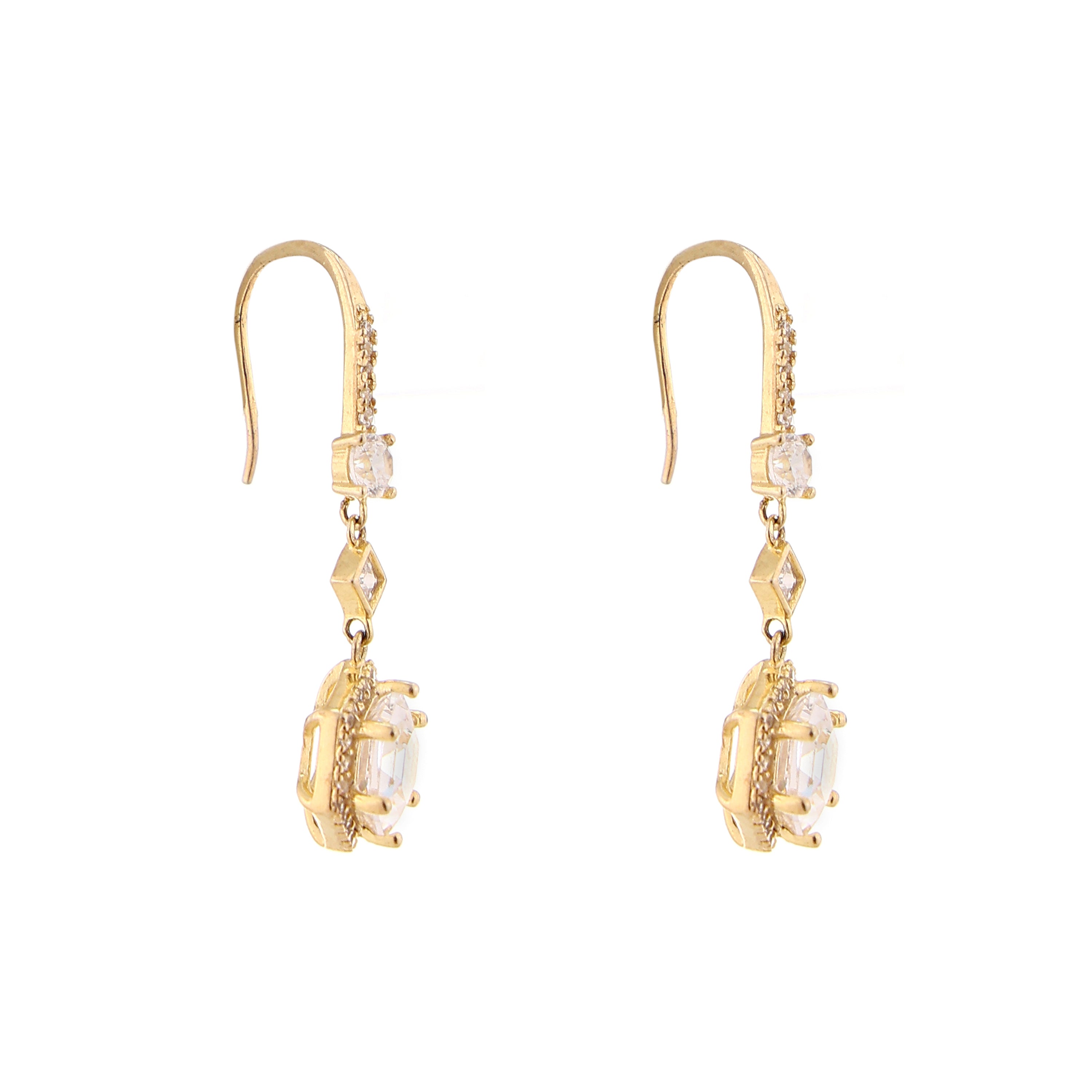Hexagon Step-Cut Gold-Plated Silver Drop Earrings