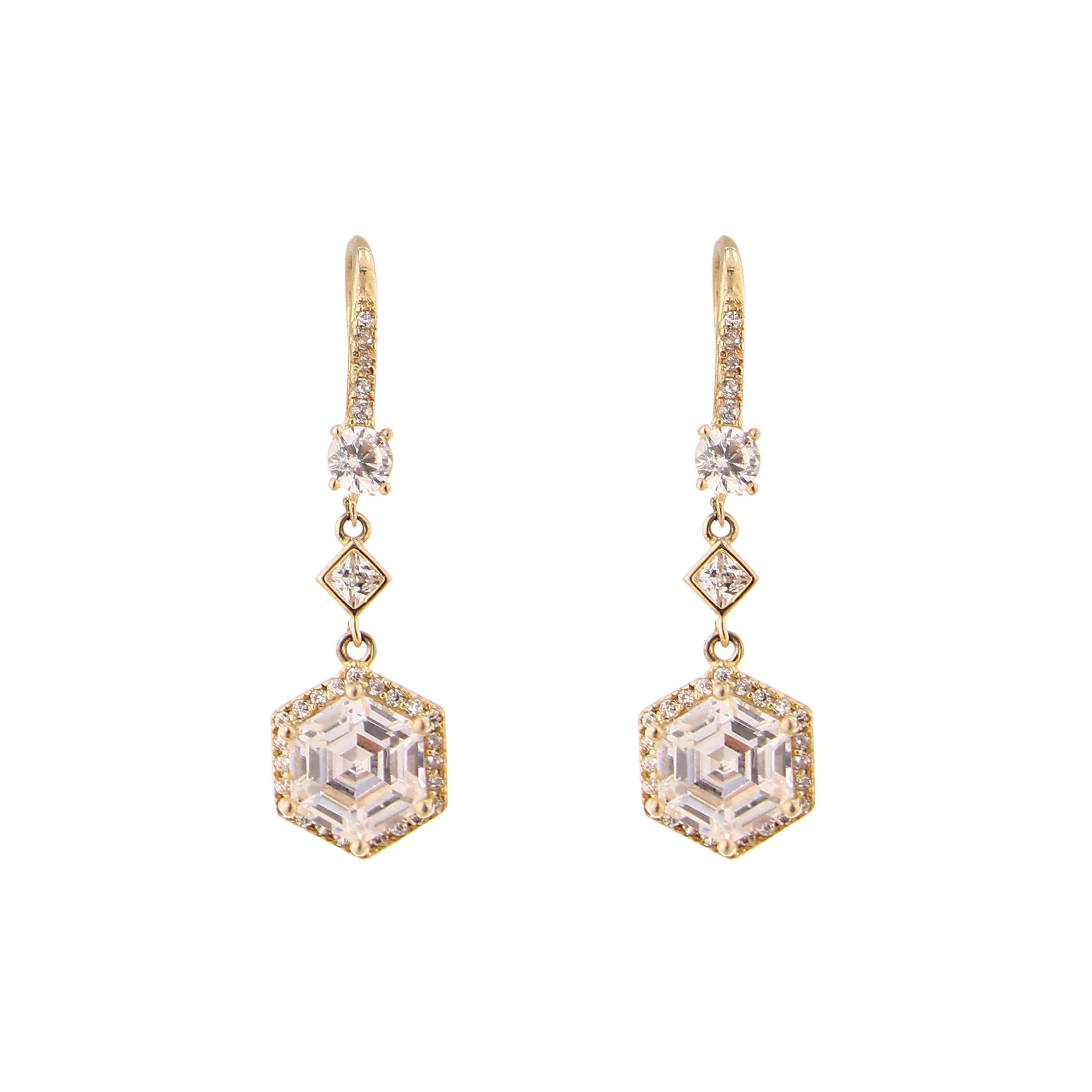 Hexagon Step-Cut Gold-Plated Silver Drop Earrings