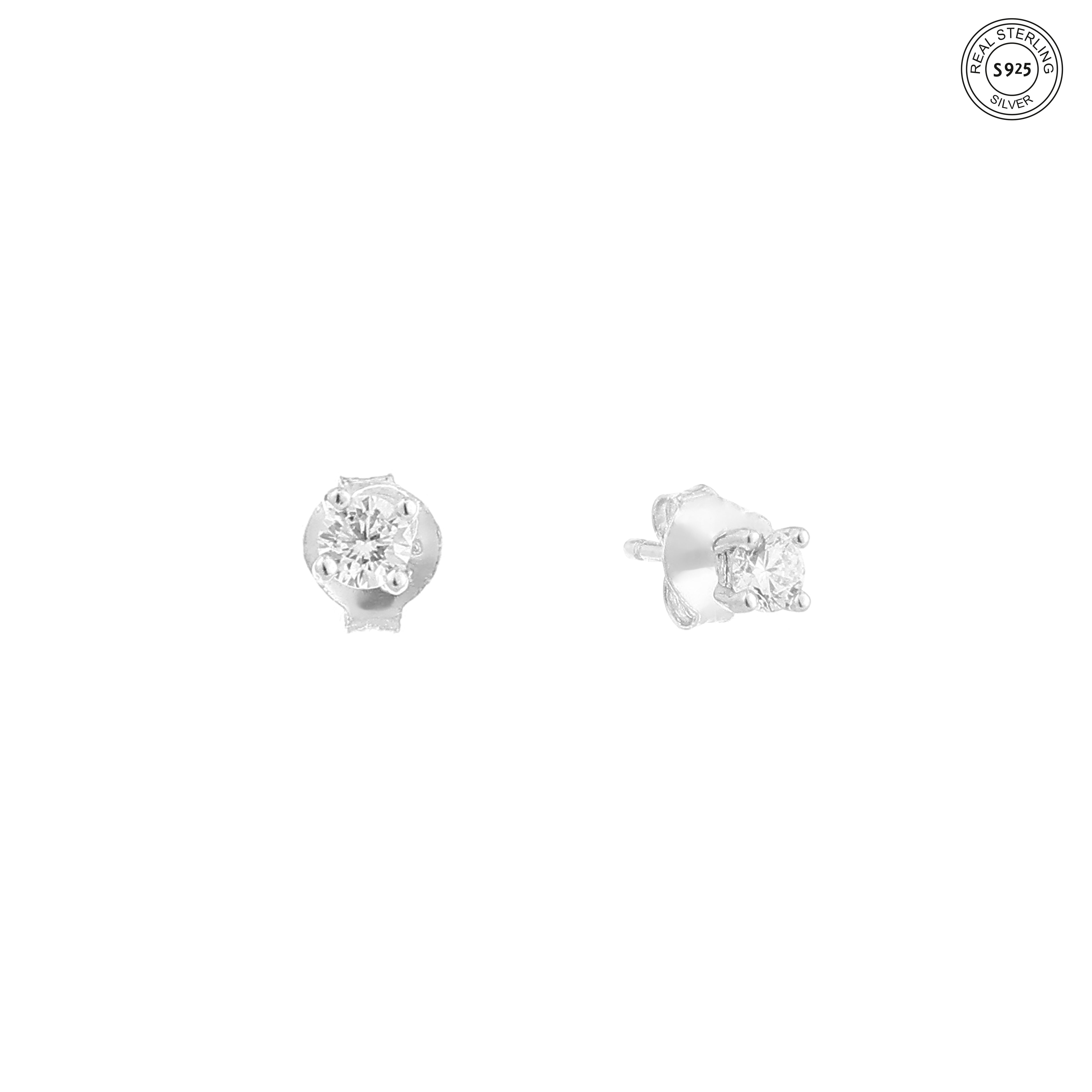 Solitaire Silver Earrings