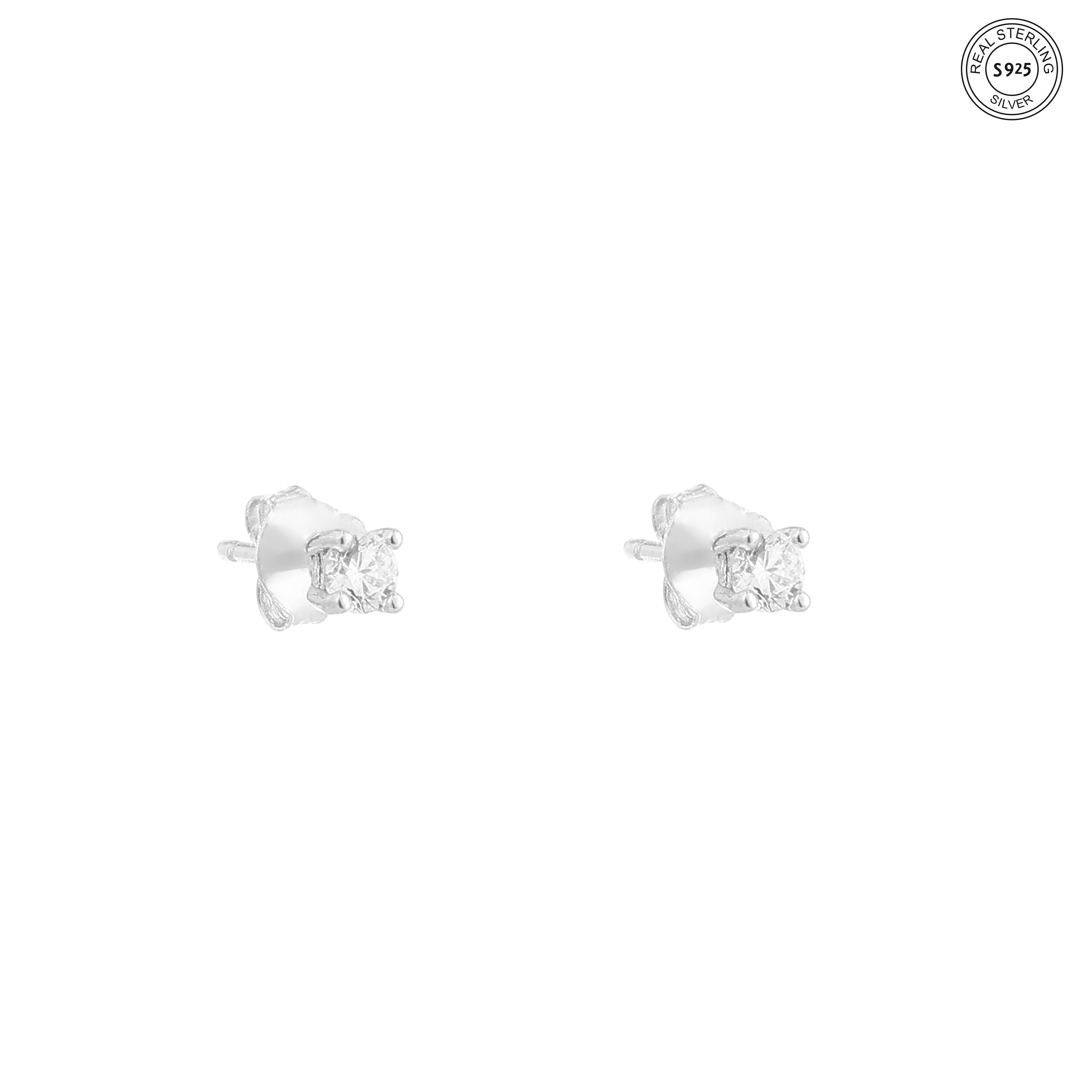 Solitaire Silver Earrings