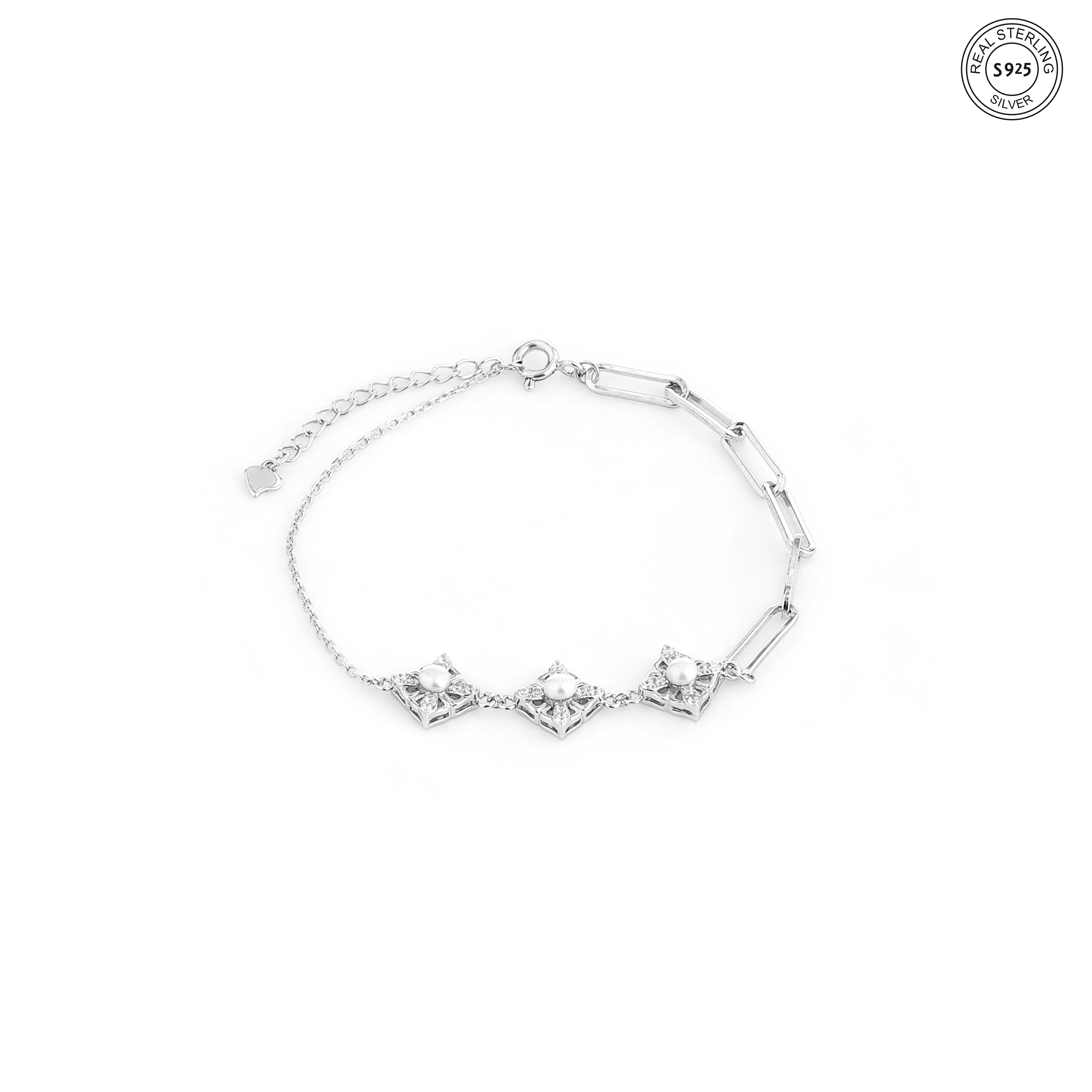 Pearl Link Silver Bracelet
