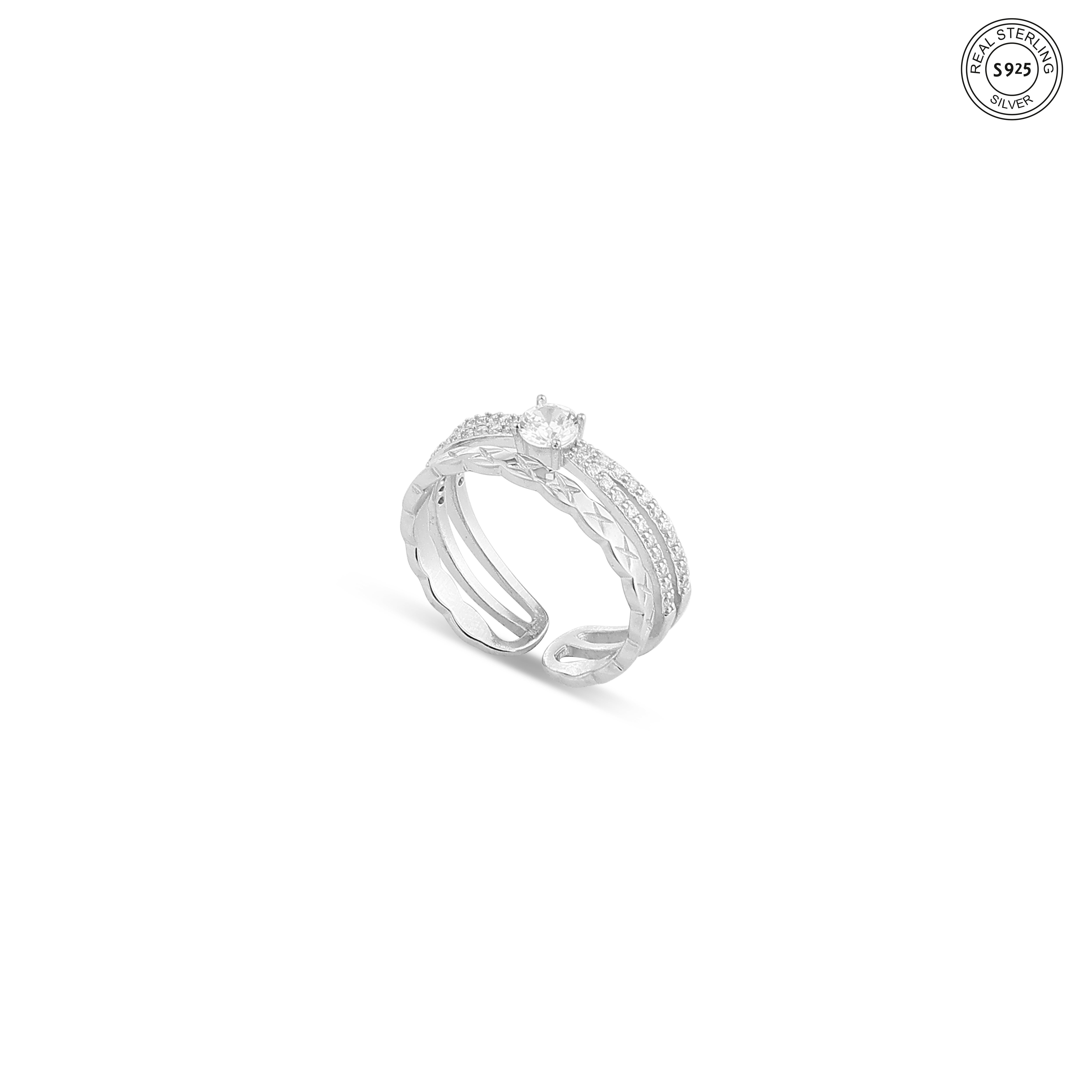 Twist Crown Silver Ring