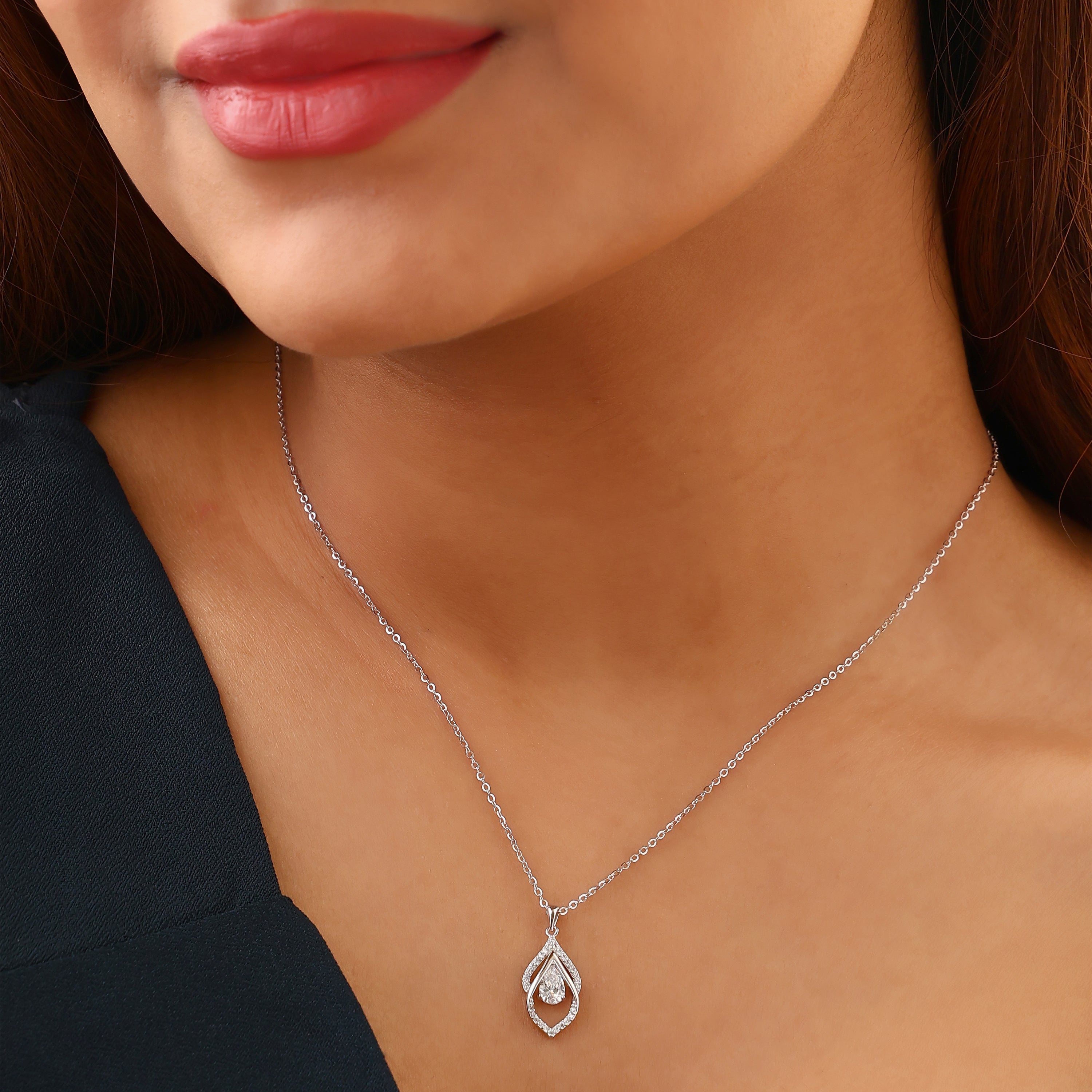 Radiant Teardrop Marquise Silver Pendant