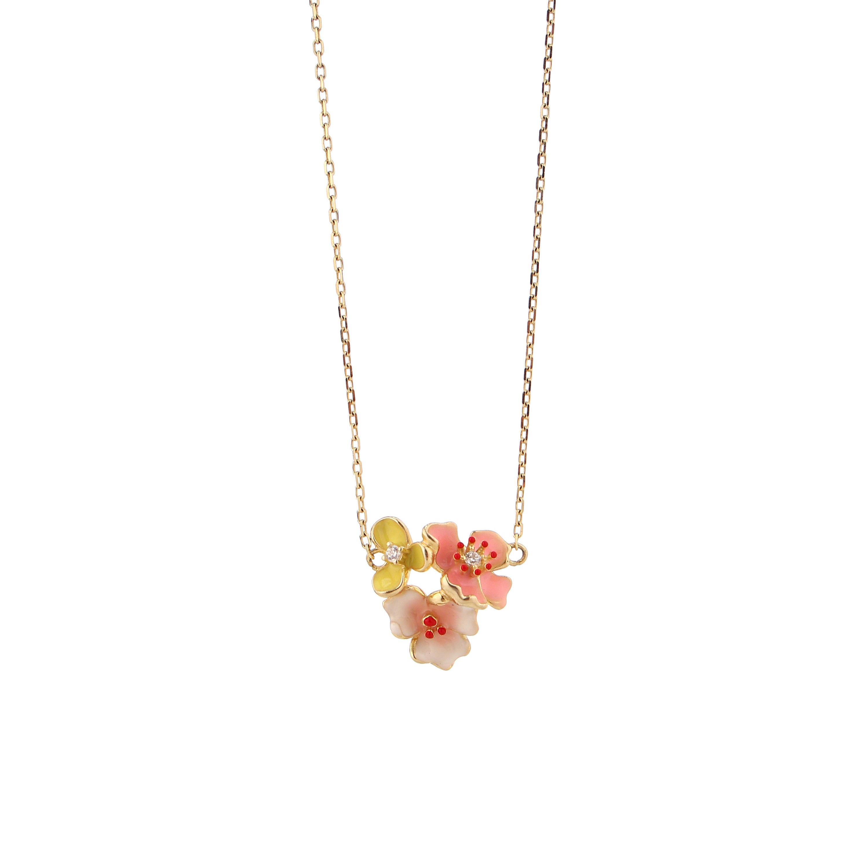 Blossom Garden Enamel Gold-Plated Silver Pendant