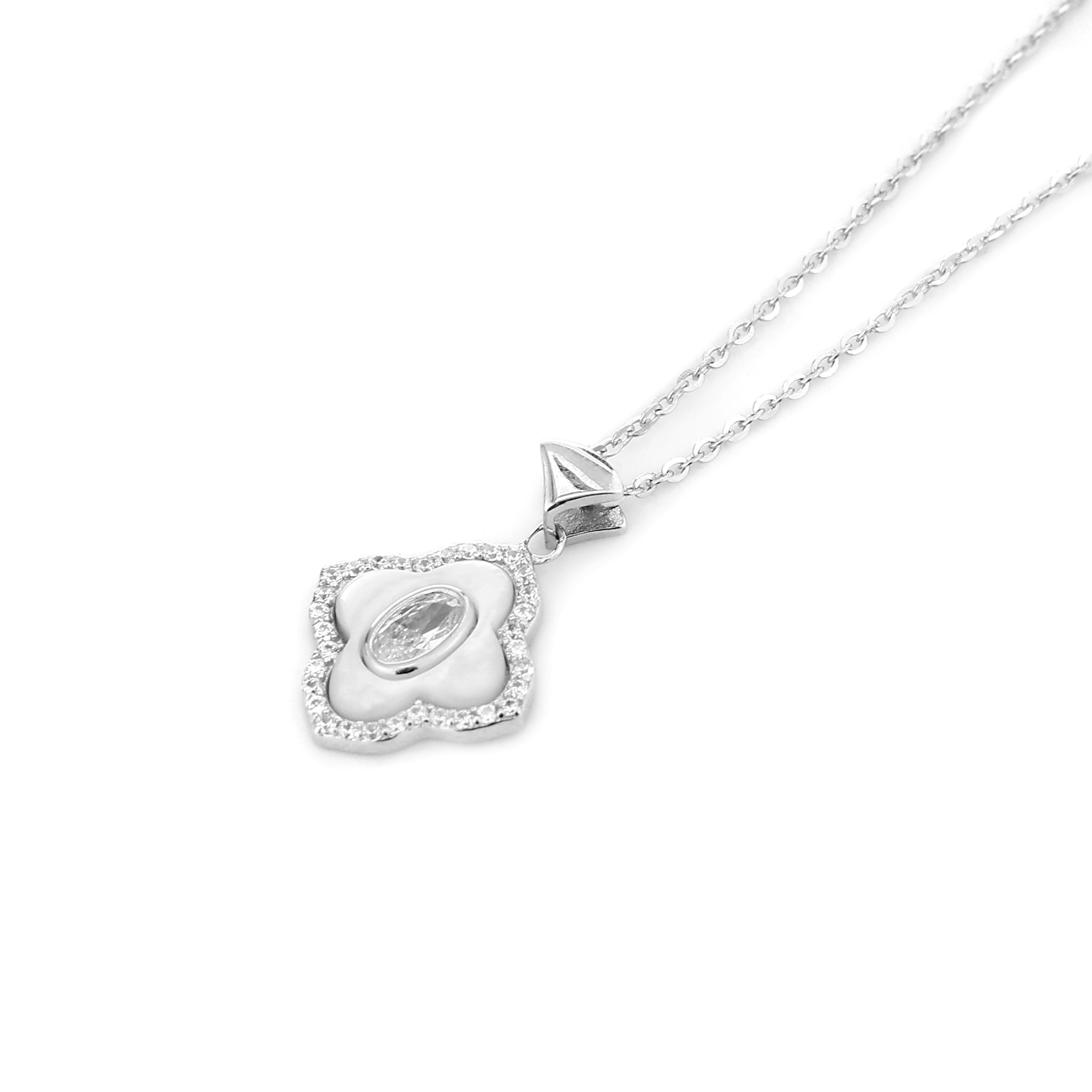 Regal Quatrefoil Halo Silver Pendant