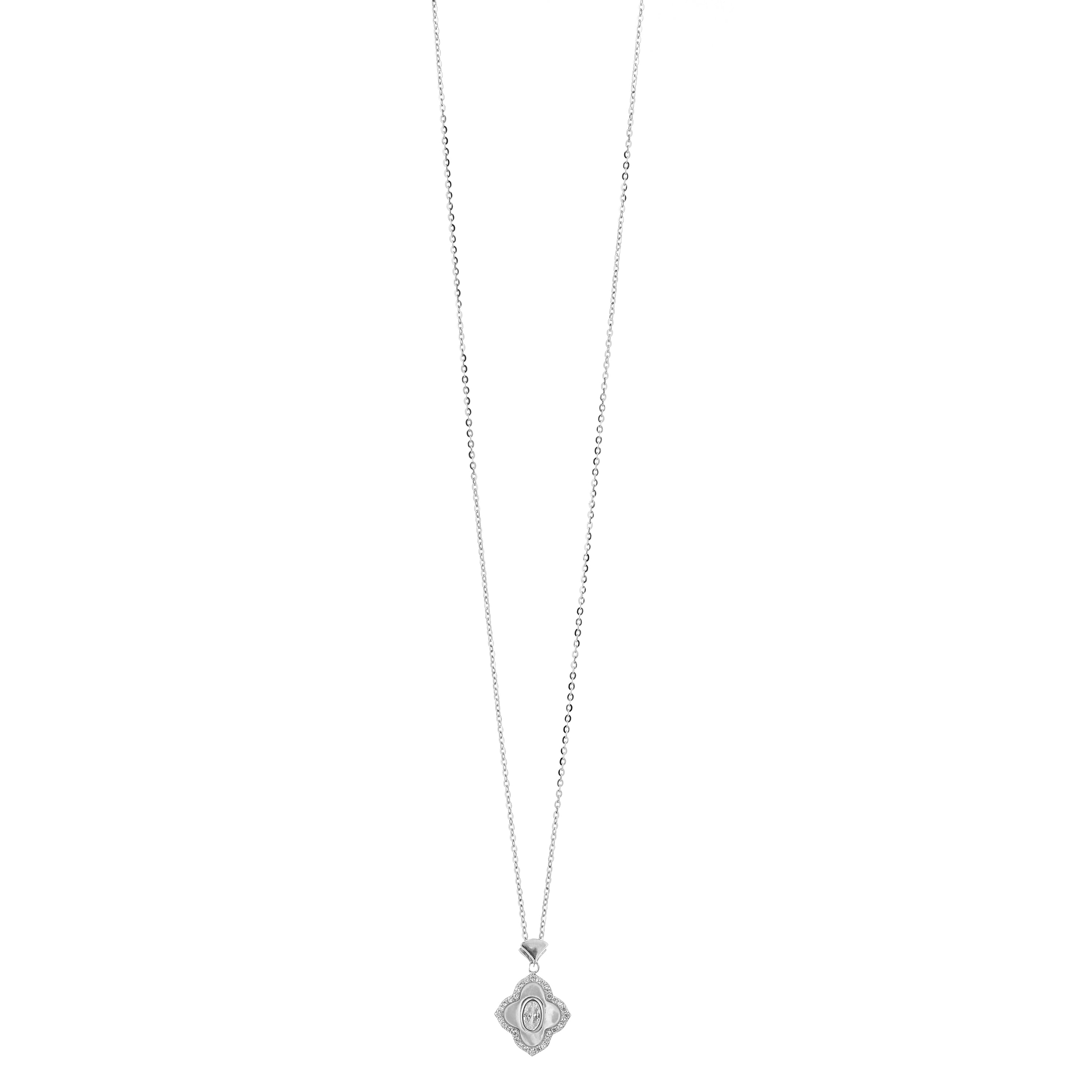 Regal Quatrefoil Halo Silver Pendant