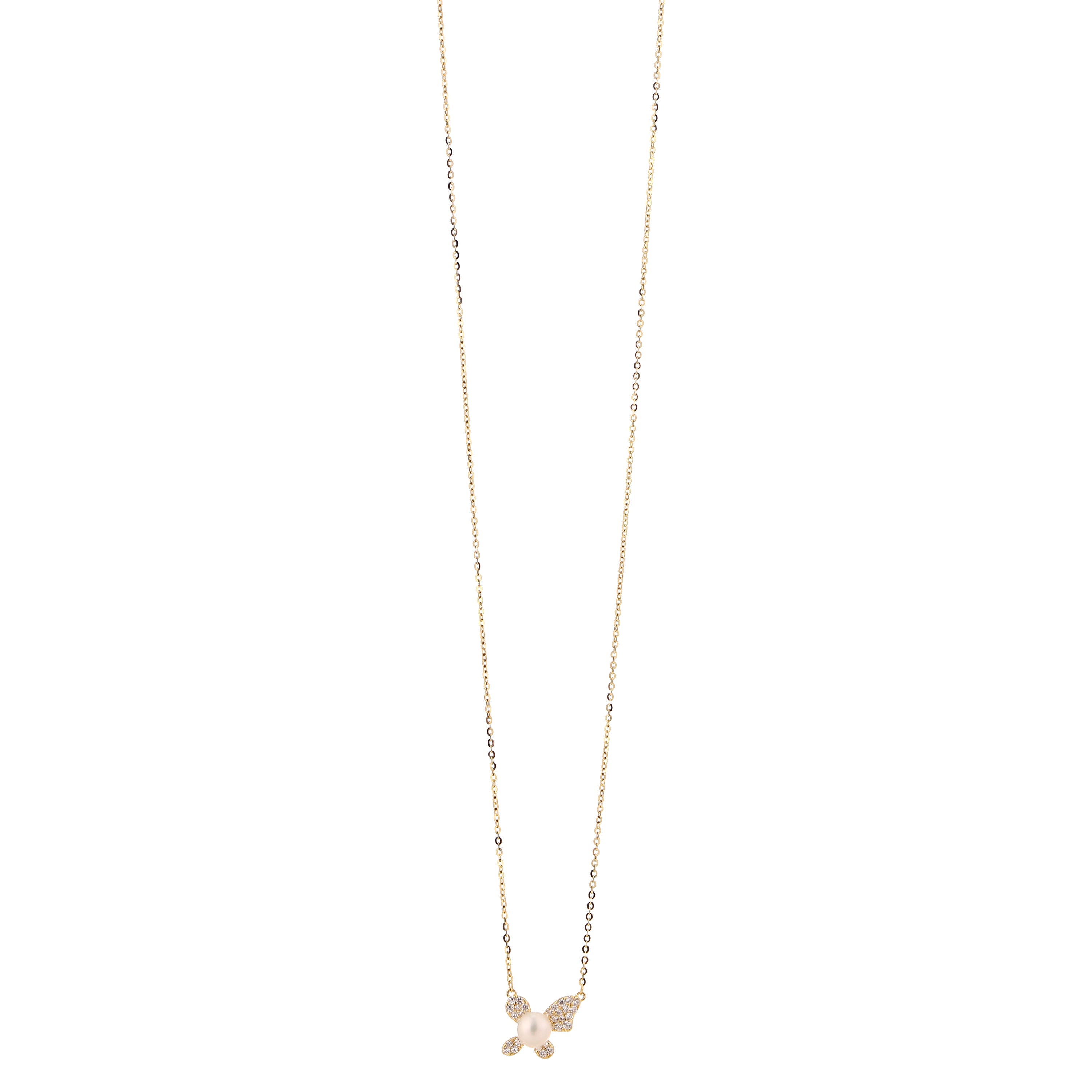 Pearl & Pave Butterfly Gold-Plated Silver Pendant
