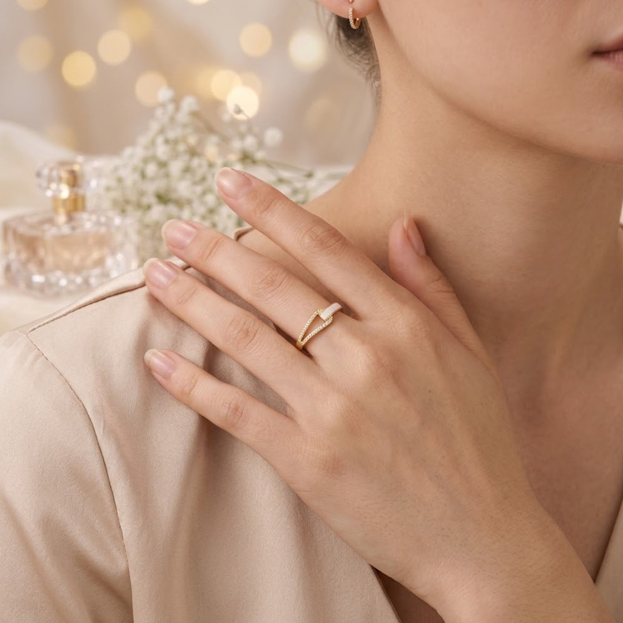 925 sterling silver enamel ring for women stylish gold finish daily wear