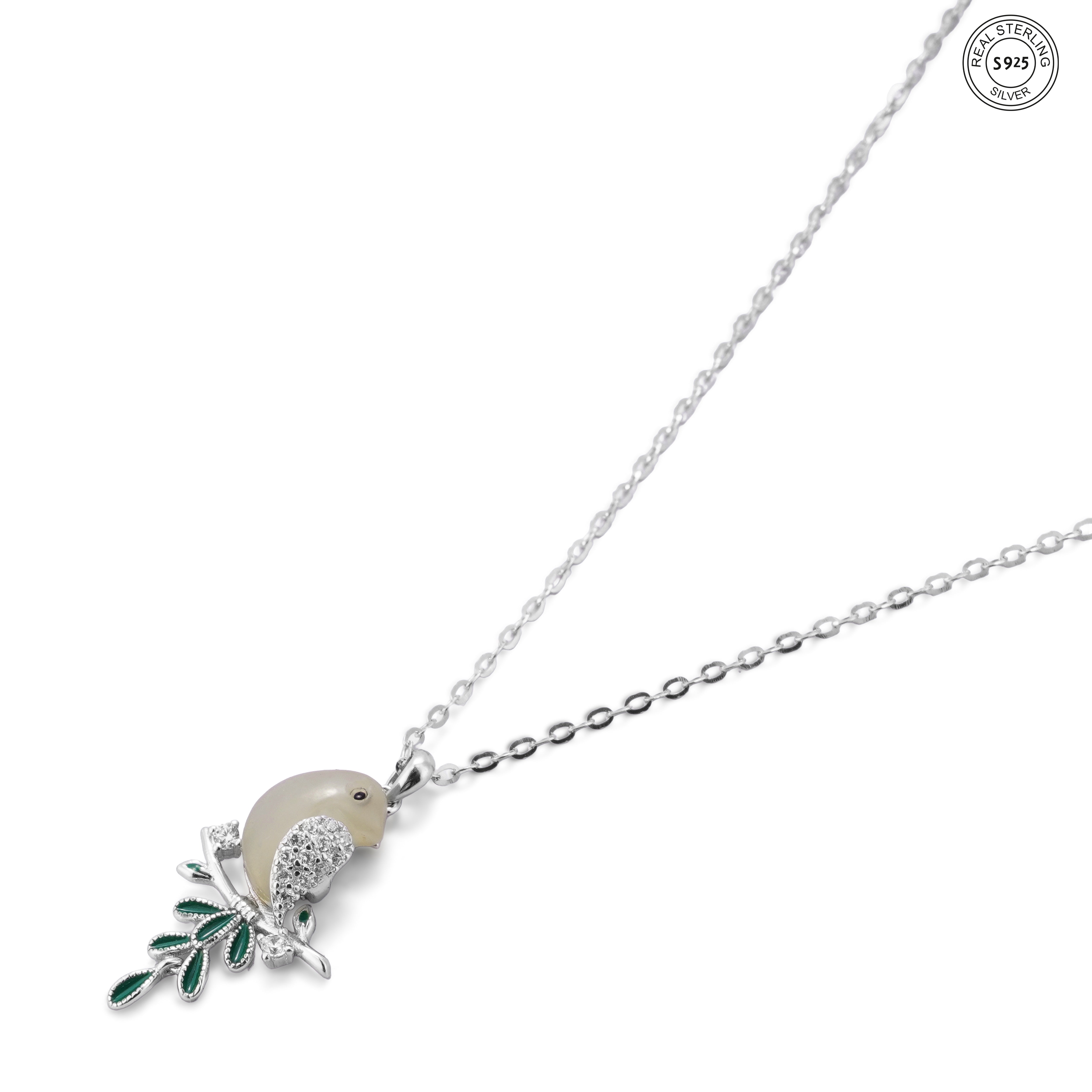Bird silver pendant minimalist cute style