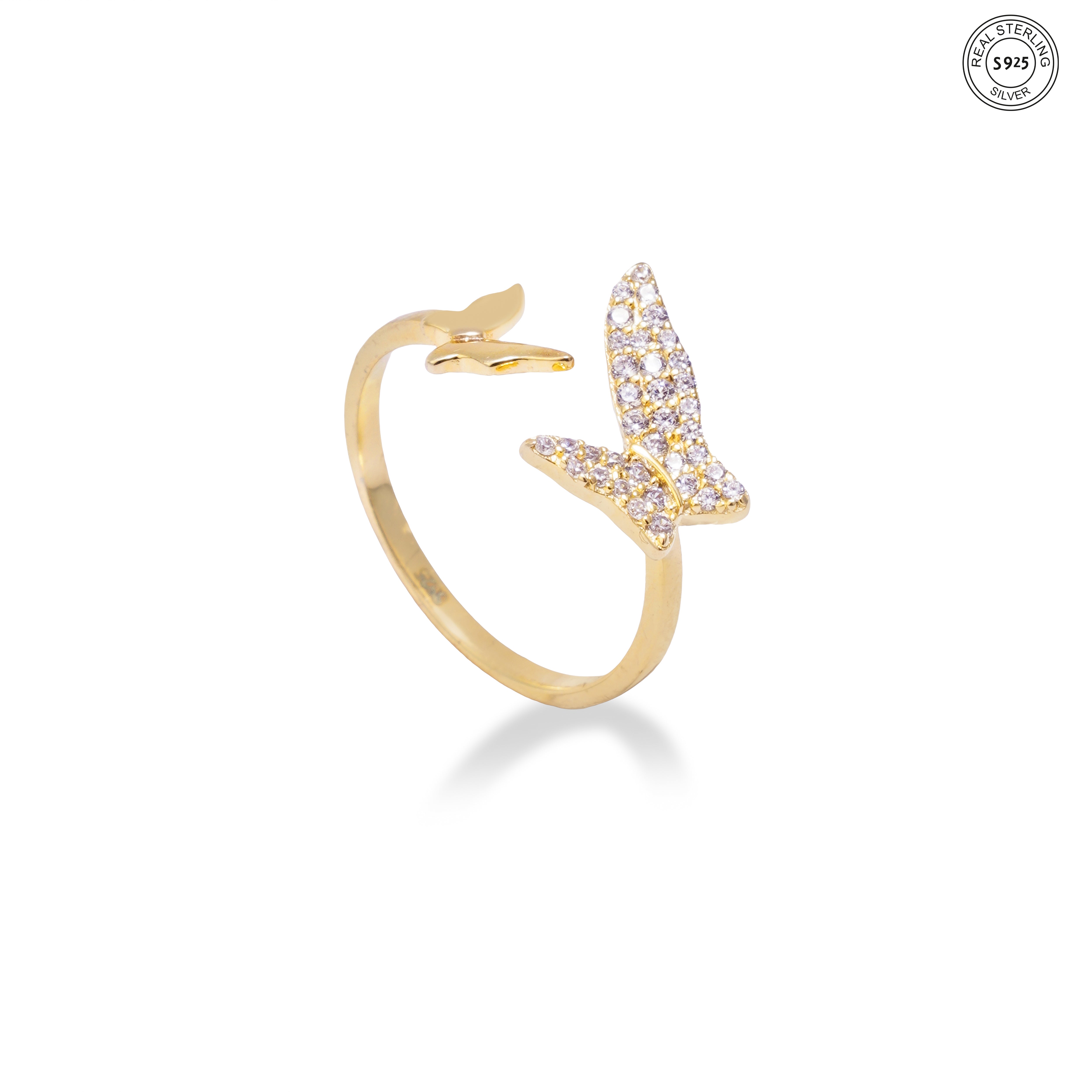 925 sterling silver butterfly ring close up detailed design for women