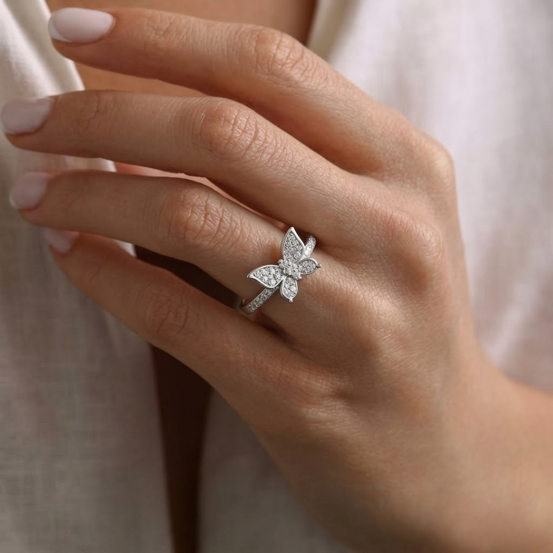 Butterfly silver ring for women lightweight trendy daily wear