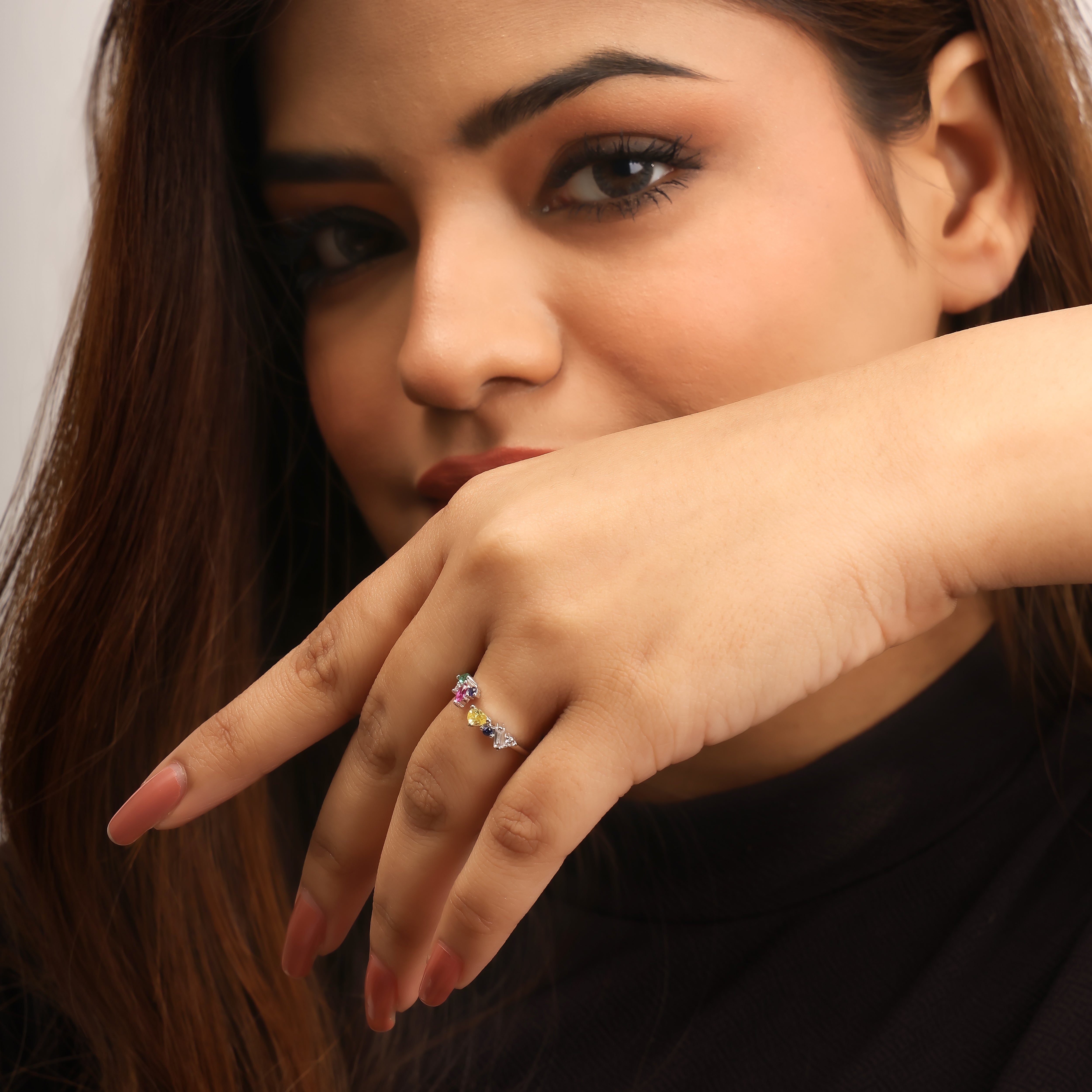 925 silver candy crush gemstone ring for girls colorful stylish design