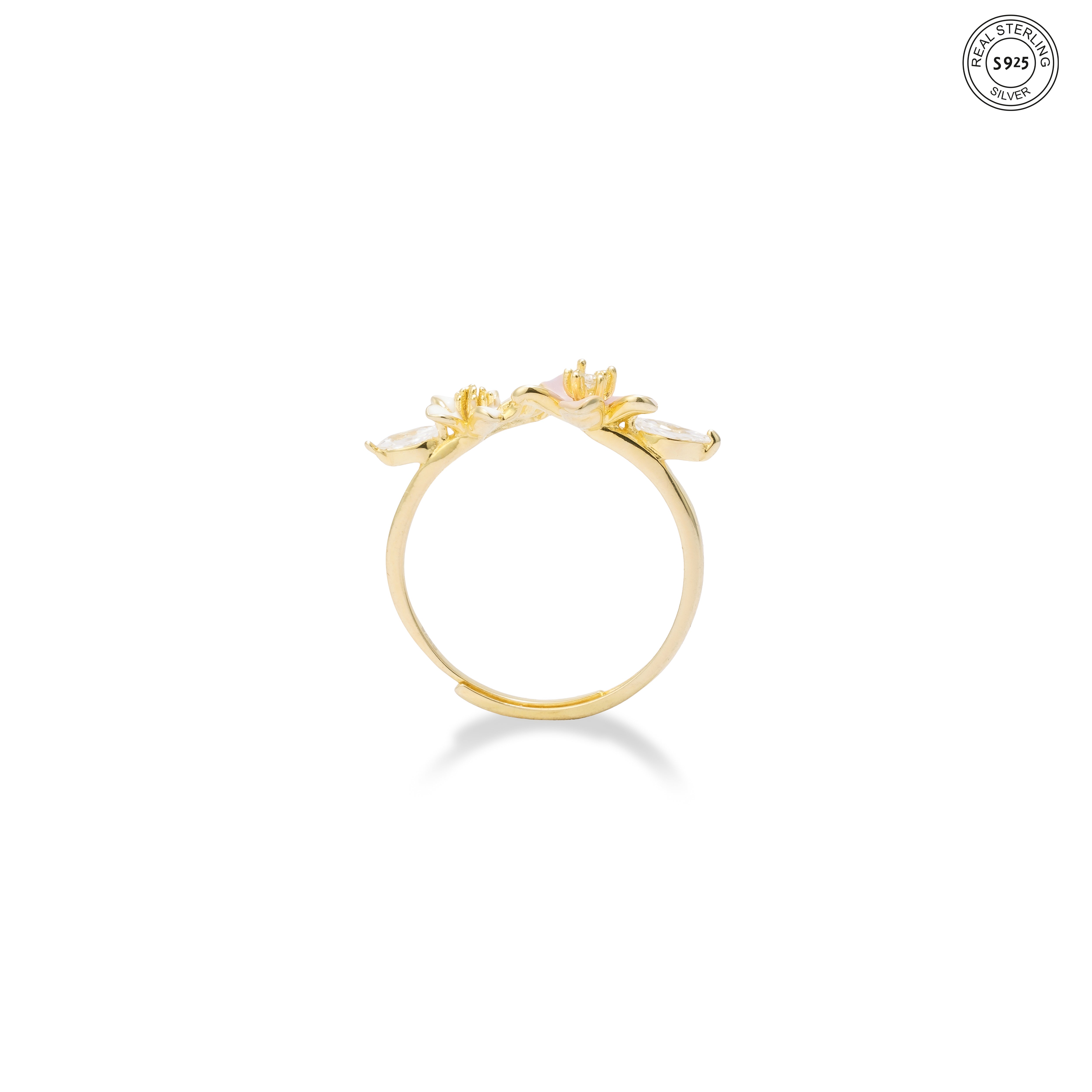 Colorful gemstone gold plated silver ring trendy elegant design