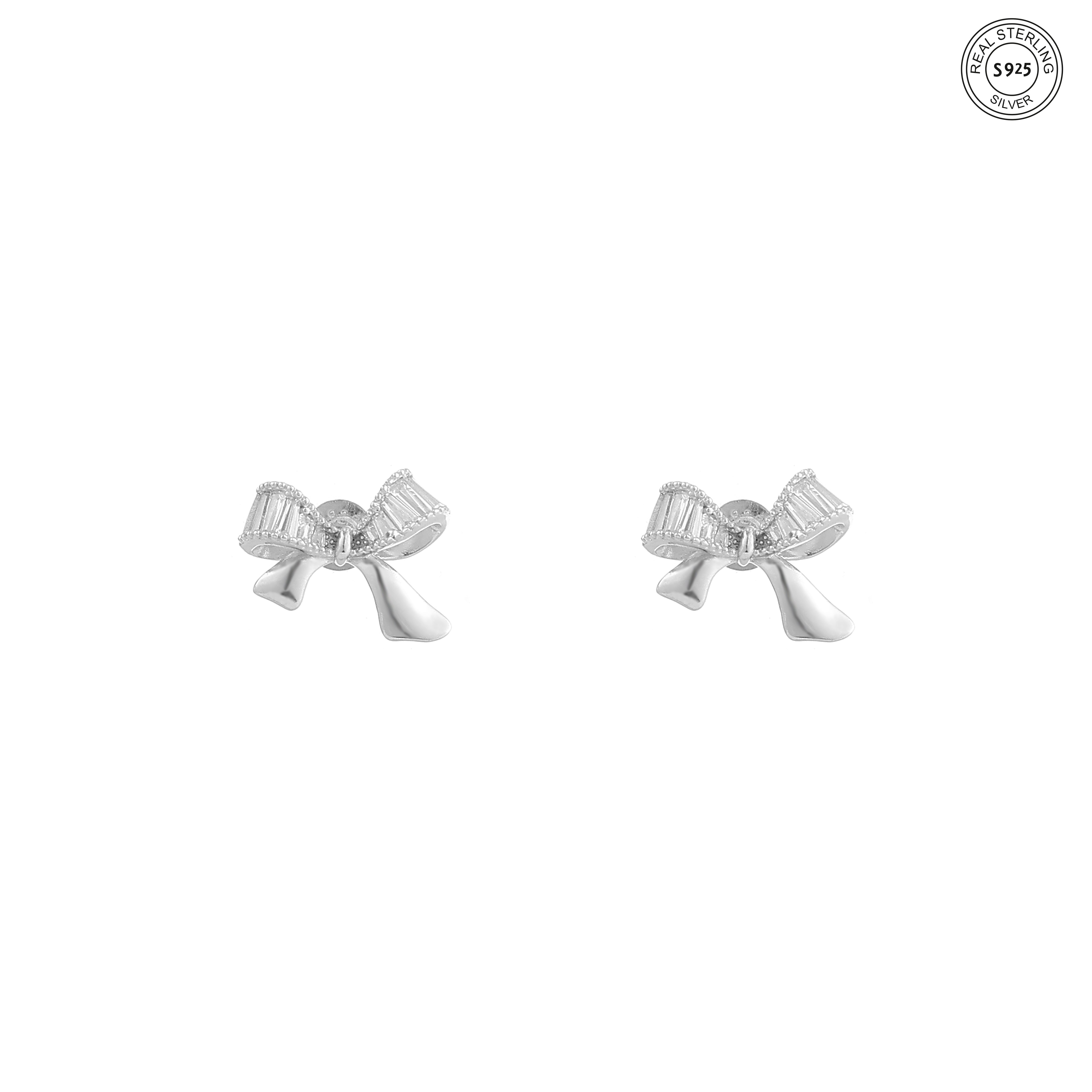 Dainty bow stud earrings 925 silver minimalist jewelry for daily wear