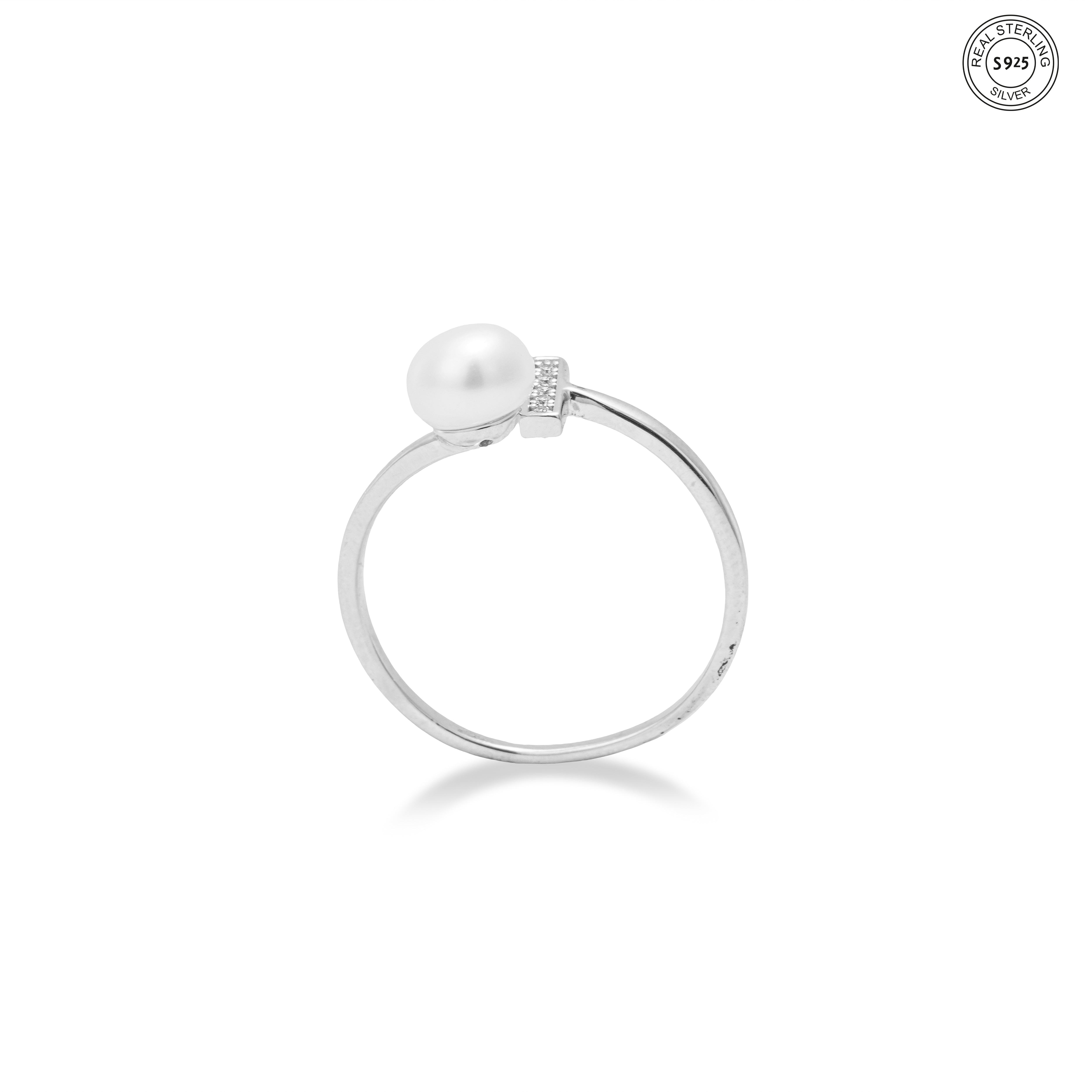 Dainty pearl bar ring sleek contemporary style