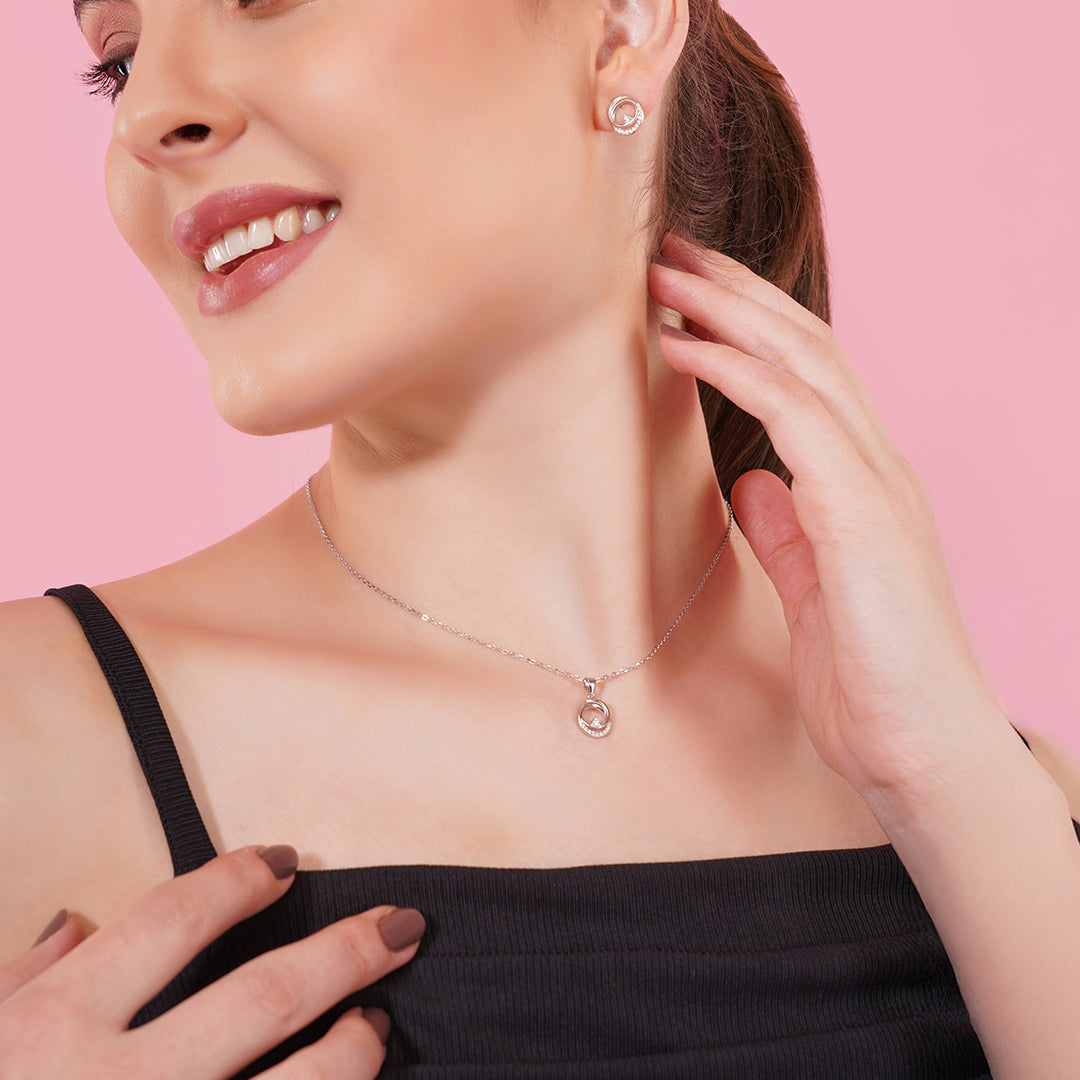 Dainty pearl jewelry set for girls minimalist 925 silver necklace set