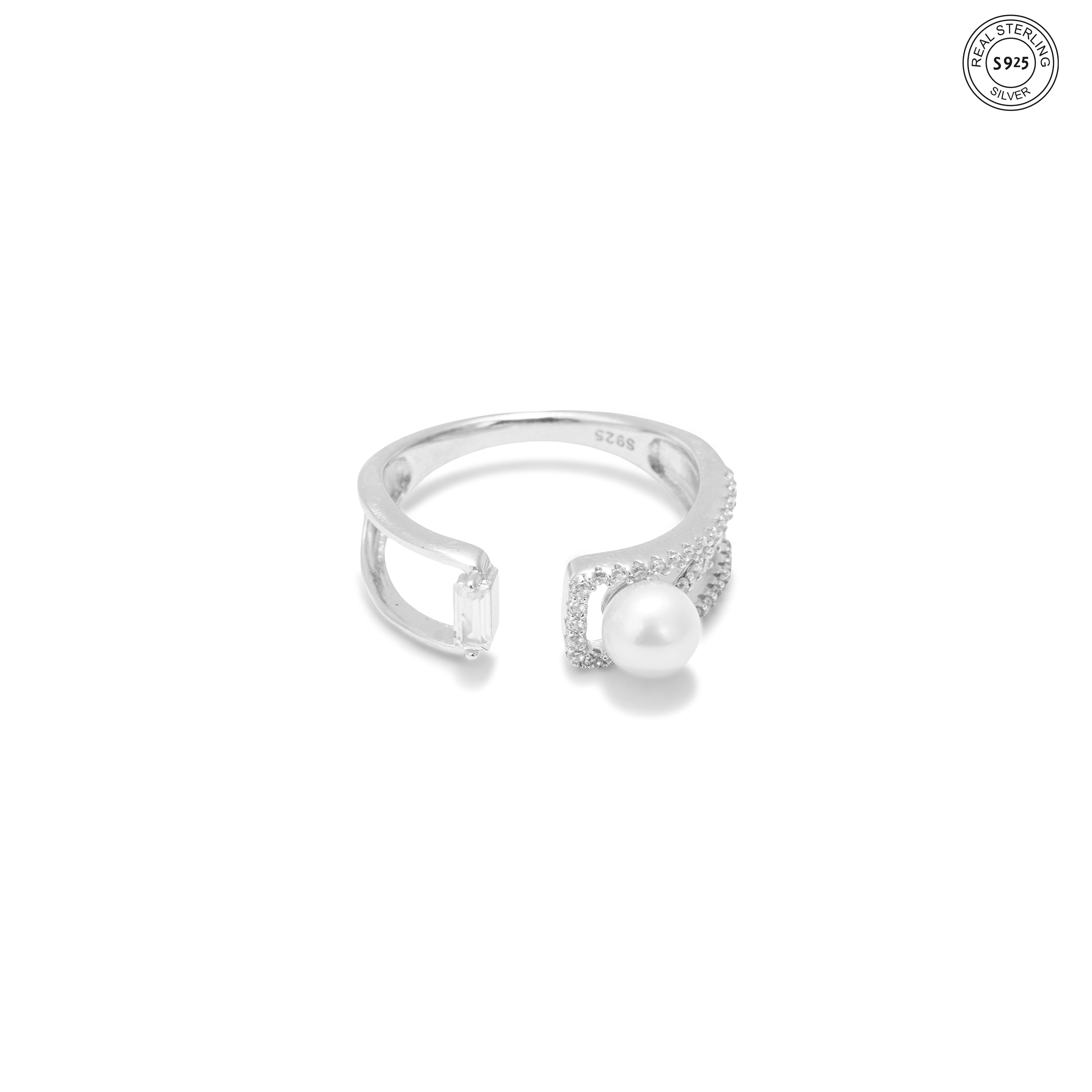 Dainty pearl silver ring for girls elegant everyday wear jewelry