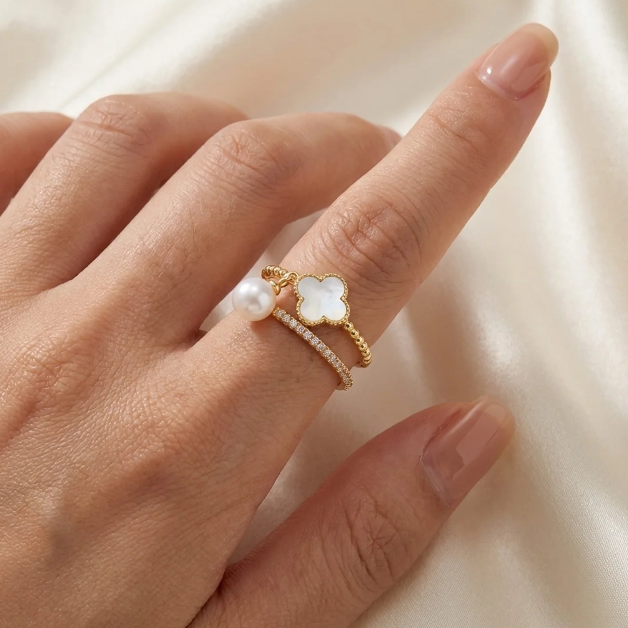 Double silver ring set minimalist design