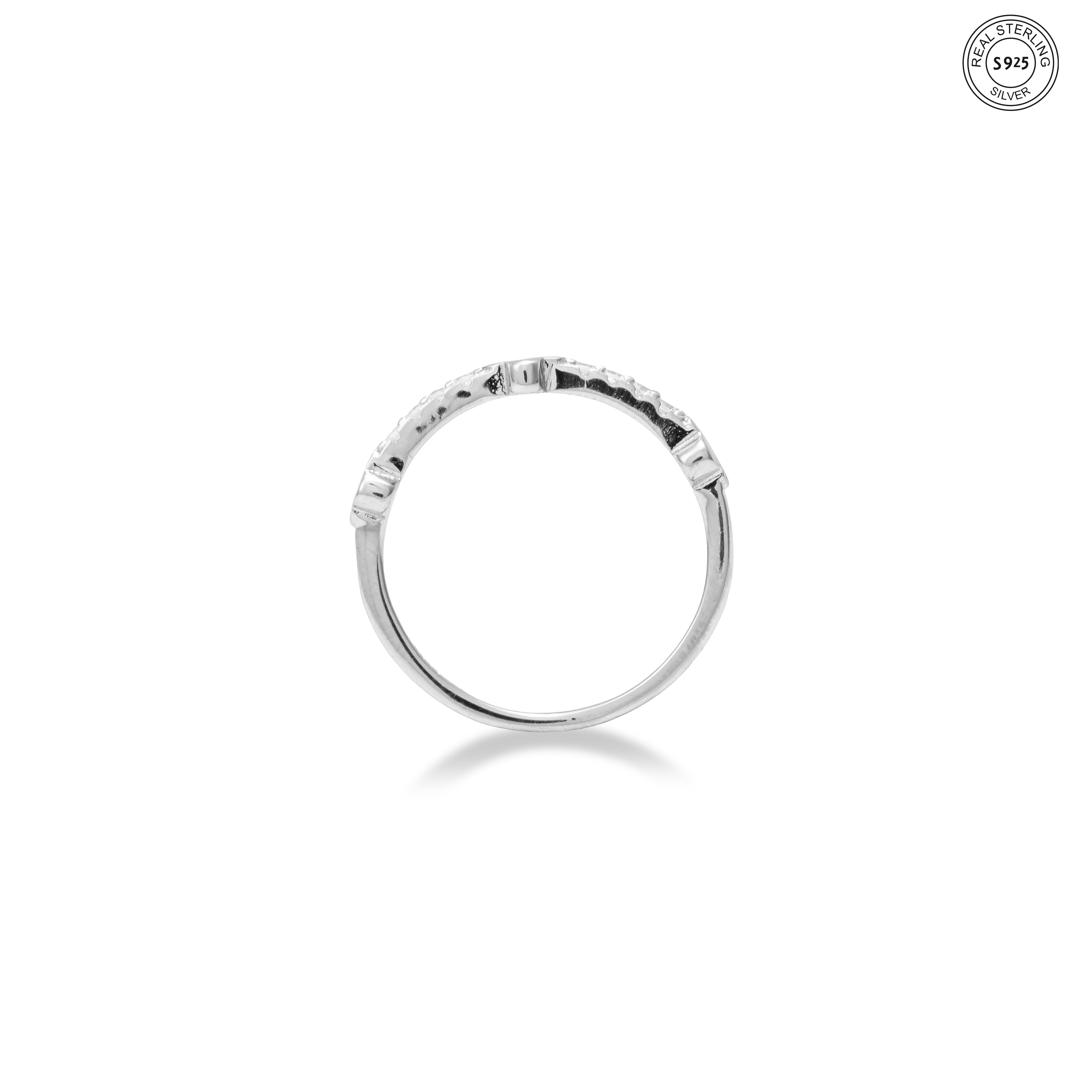 Elegant petite motif silver band 925 silver aesthetic ring for women