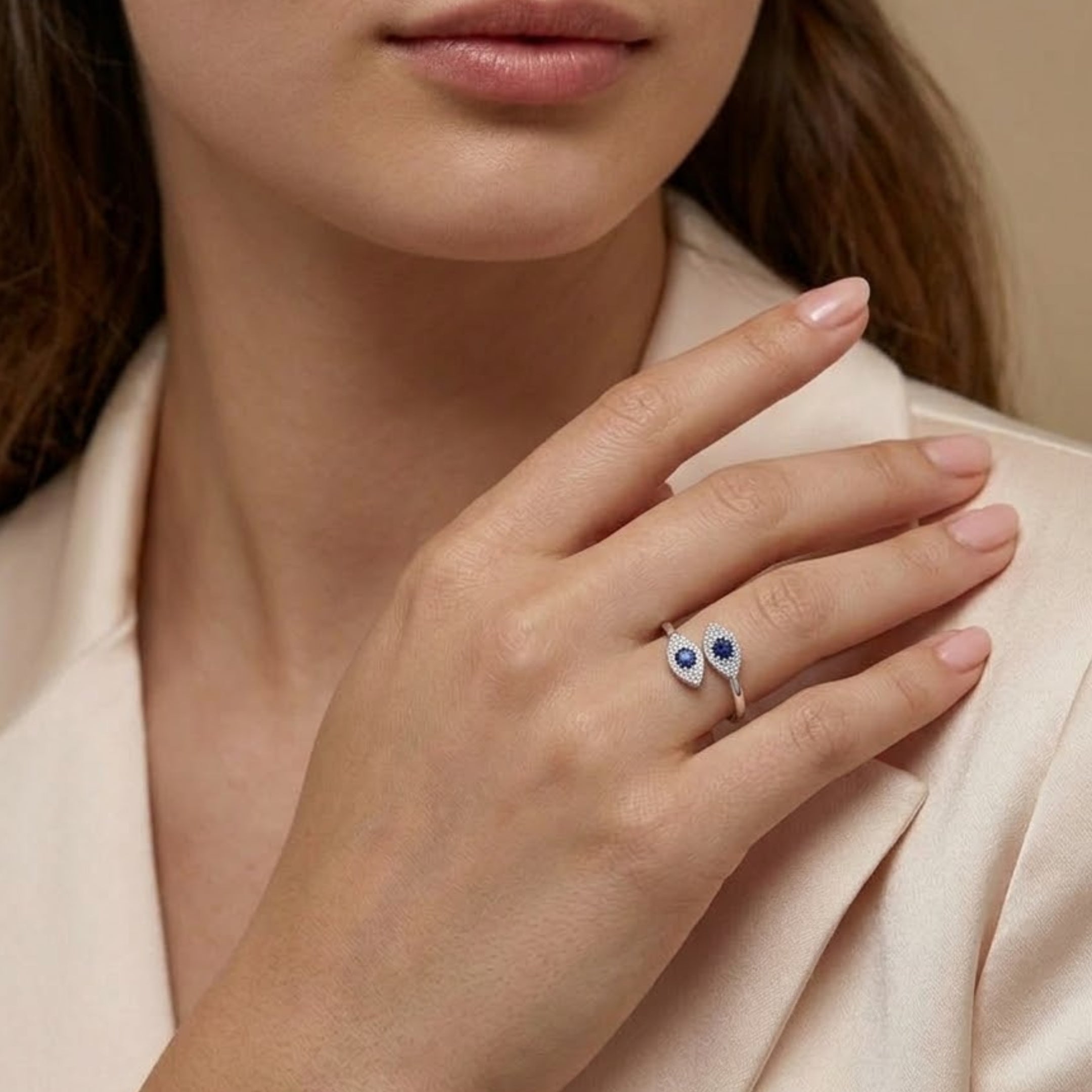 Evil eye silver ring 925 nazar protection ring for women