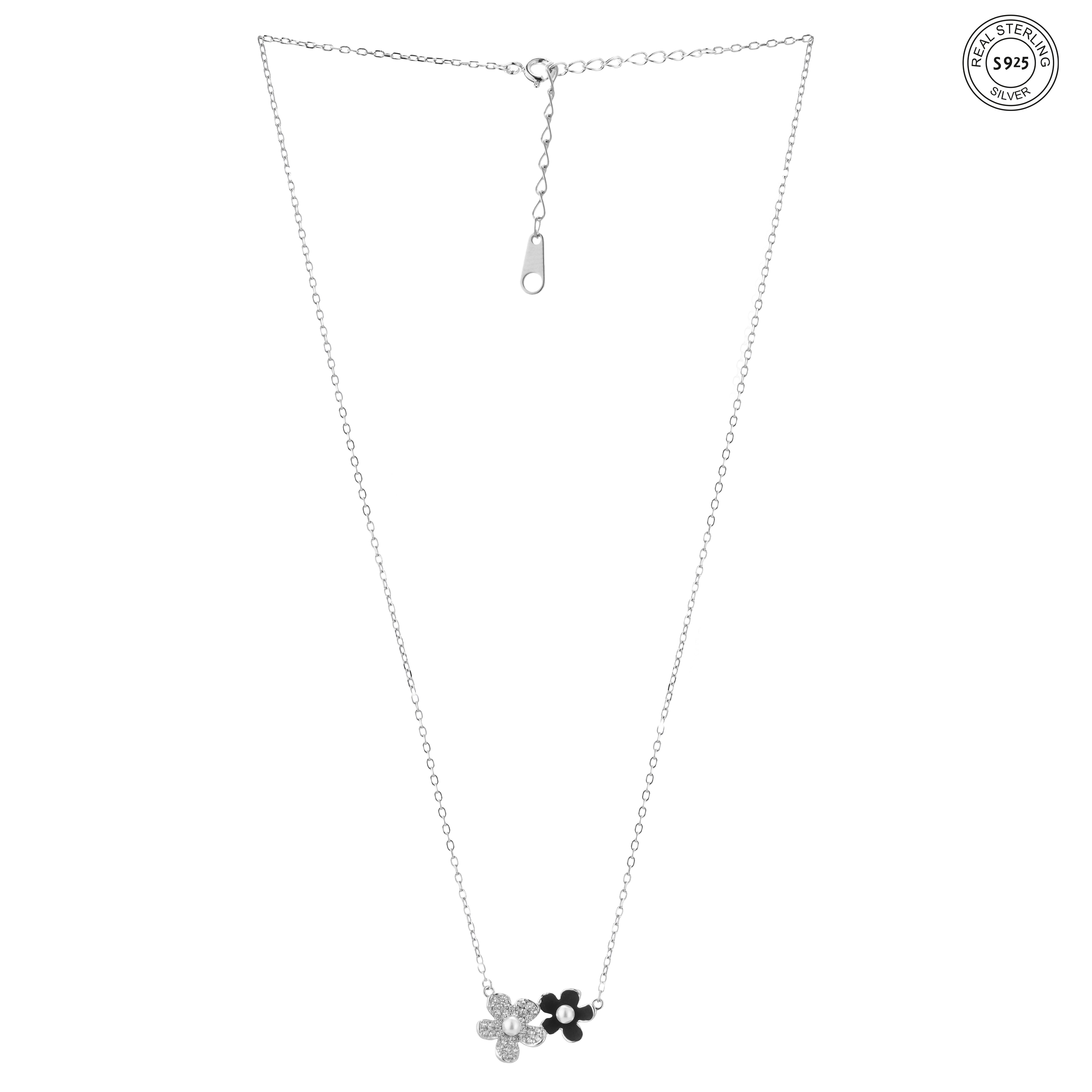 Floral silver floret pendant dainty elegant look