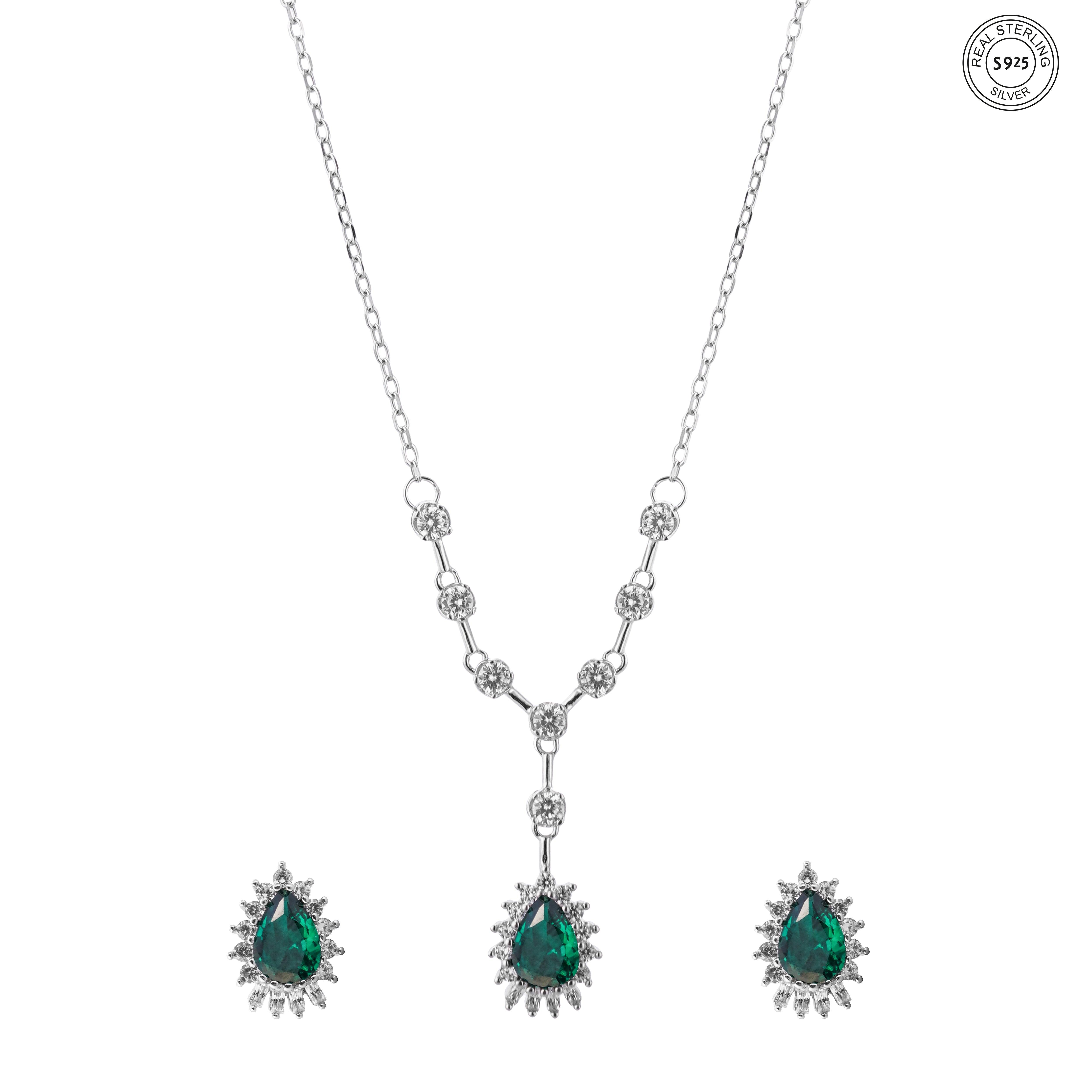 Silver forest halo drop earrings 925 silver elegant gemstone design for women