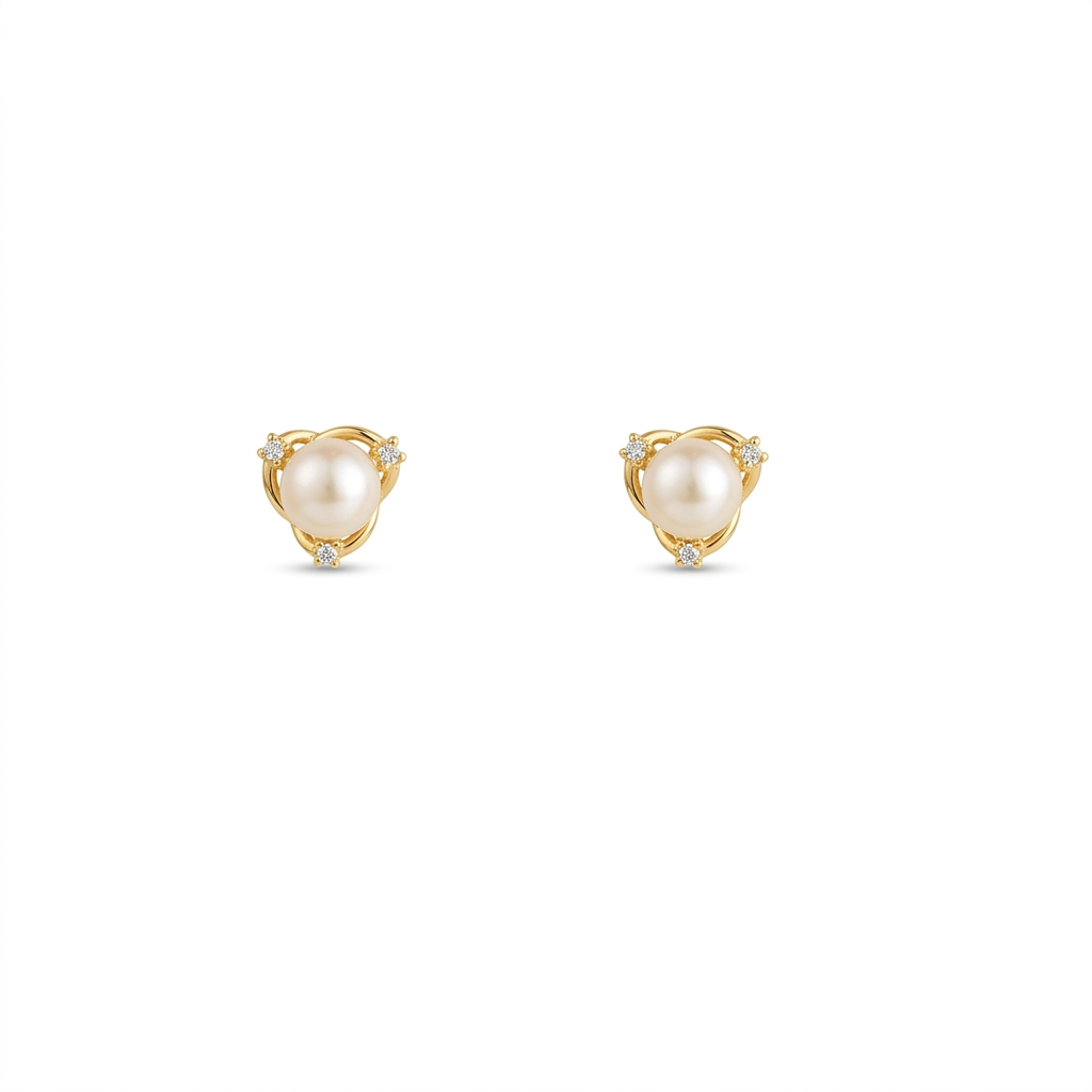Gold finish pearl stud earrings for women classy jewelry