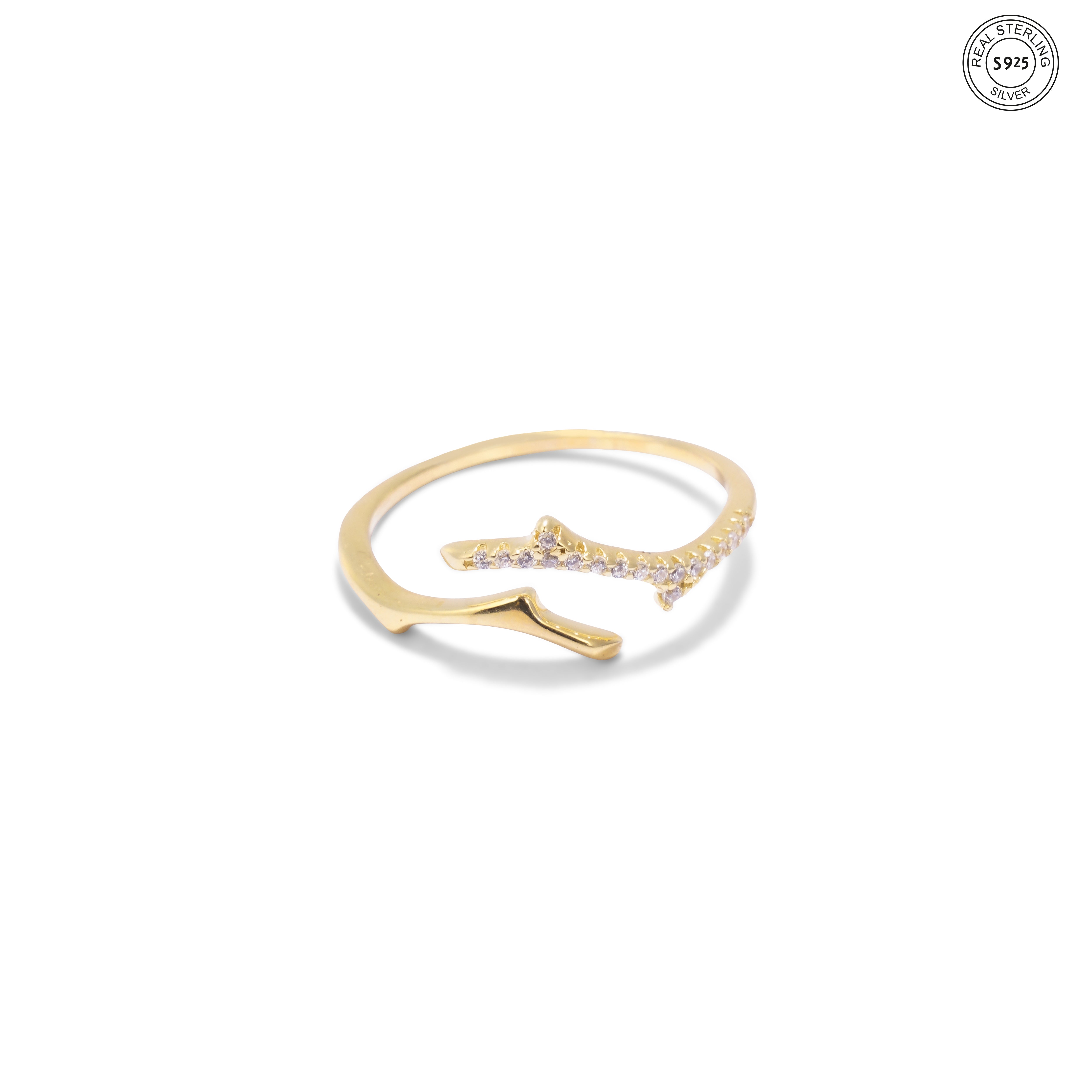 Gold plated vine ring elegant floral style