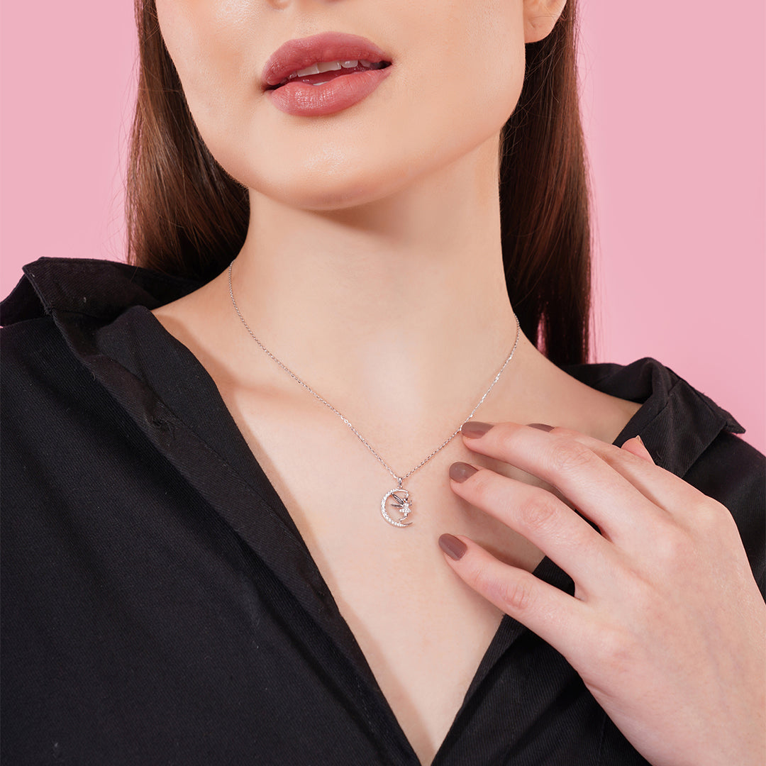 Silver guardian angel pendant 925 silver spiritual necklace for women