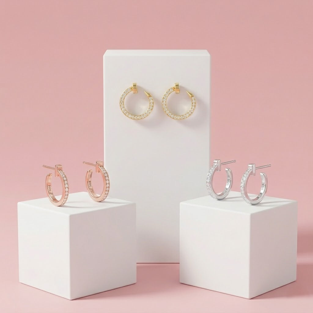 Silver hoop earrings combo set for women gifting option