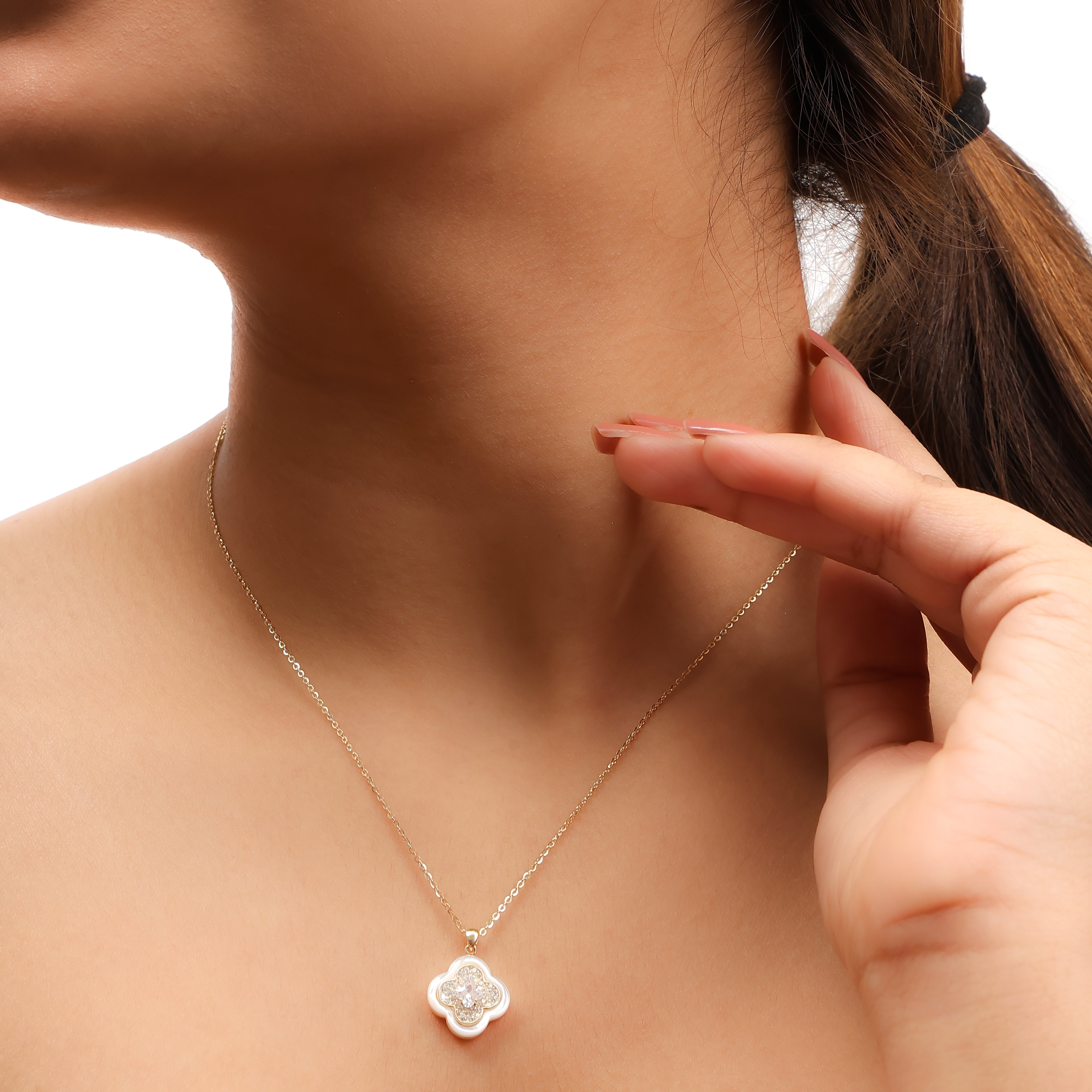 Ivory bloom 925 silver floral pendant for women elegant flower necklace