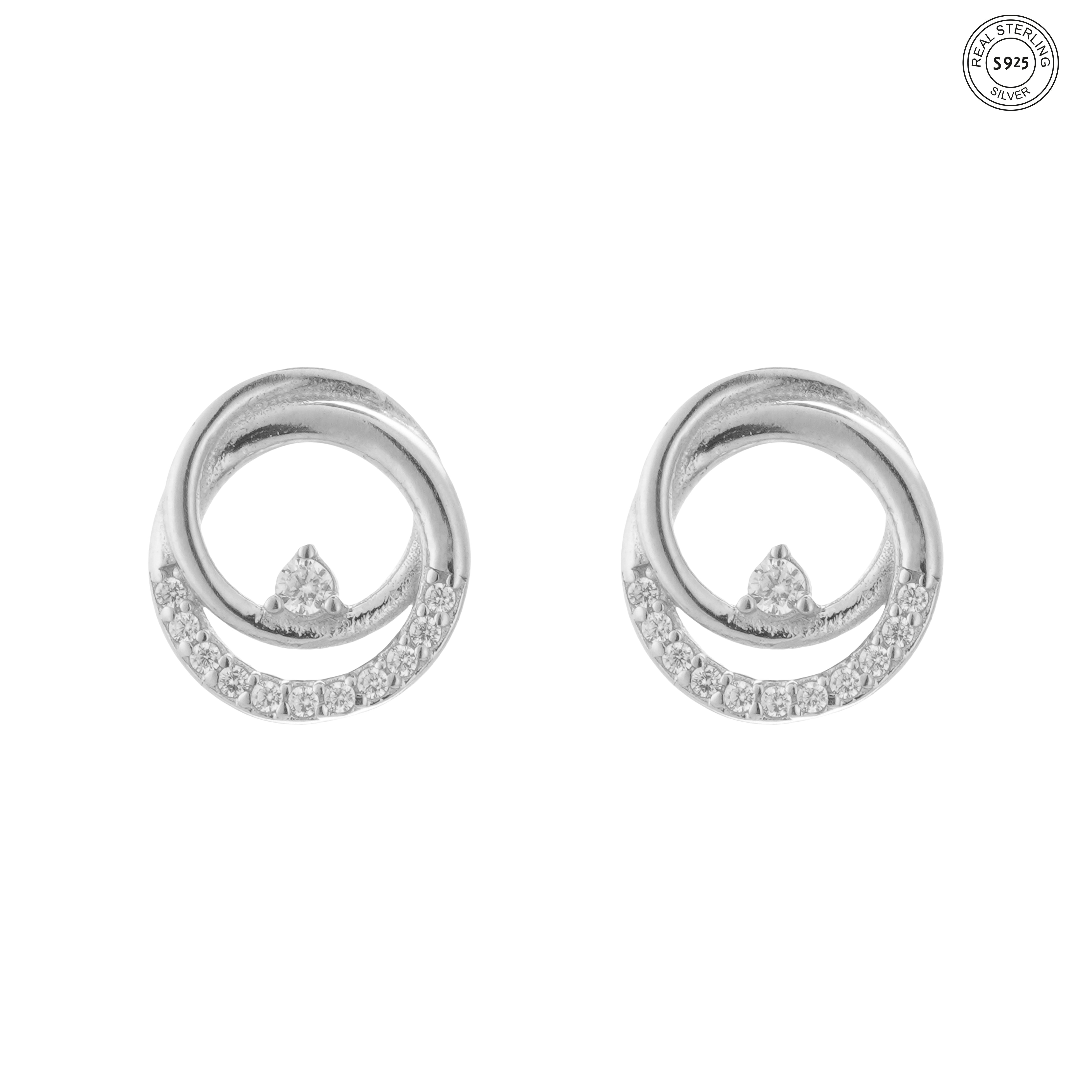 Loop design silver jewelry set minimalist
