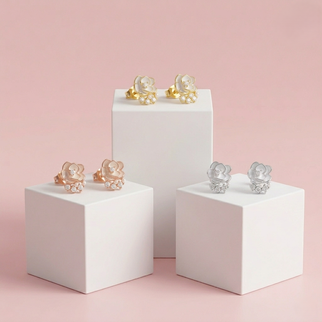 Mini bloom silver studs combo set